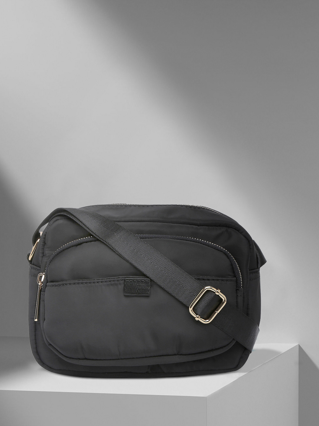 Accessorize London Women's Faux Leather Megan Nylon Large Sling Bag