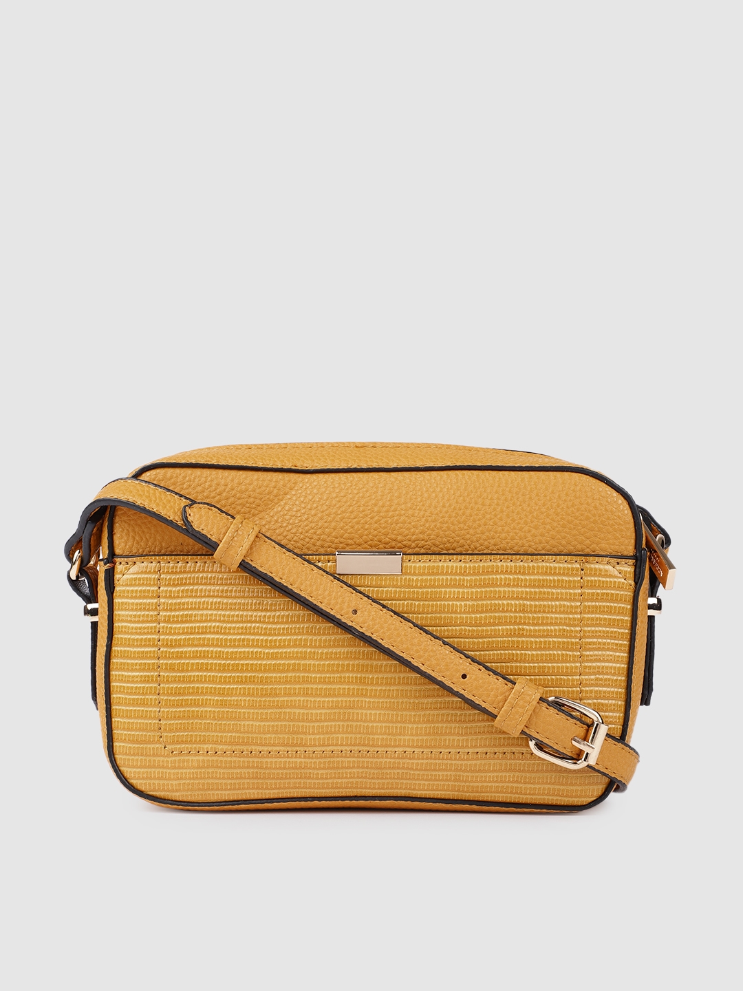 Accessorize Yellow Crocodile Textured Structured Piper Camera Sling Bag