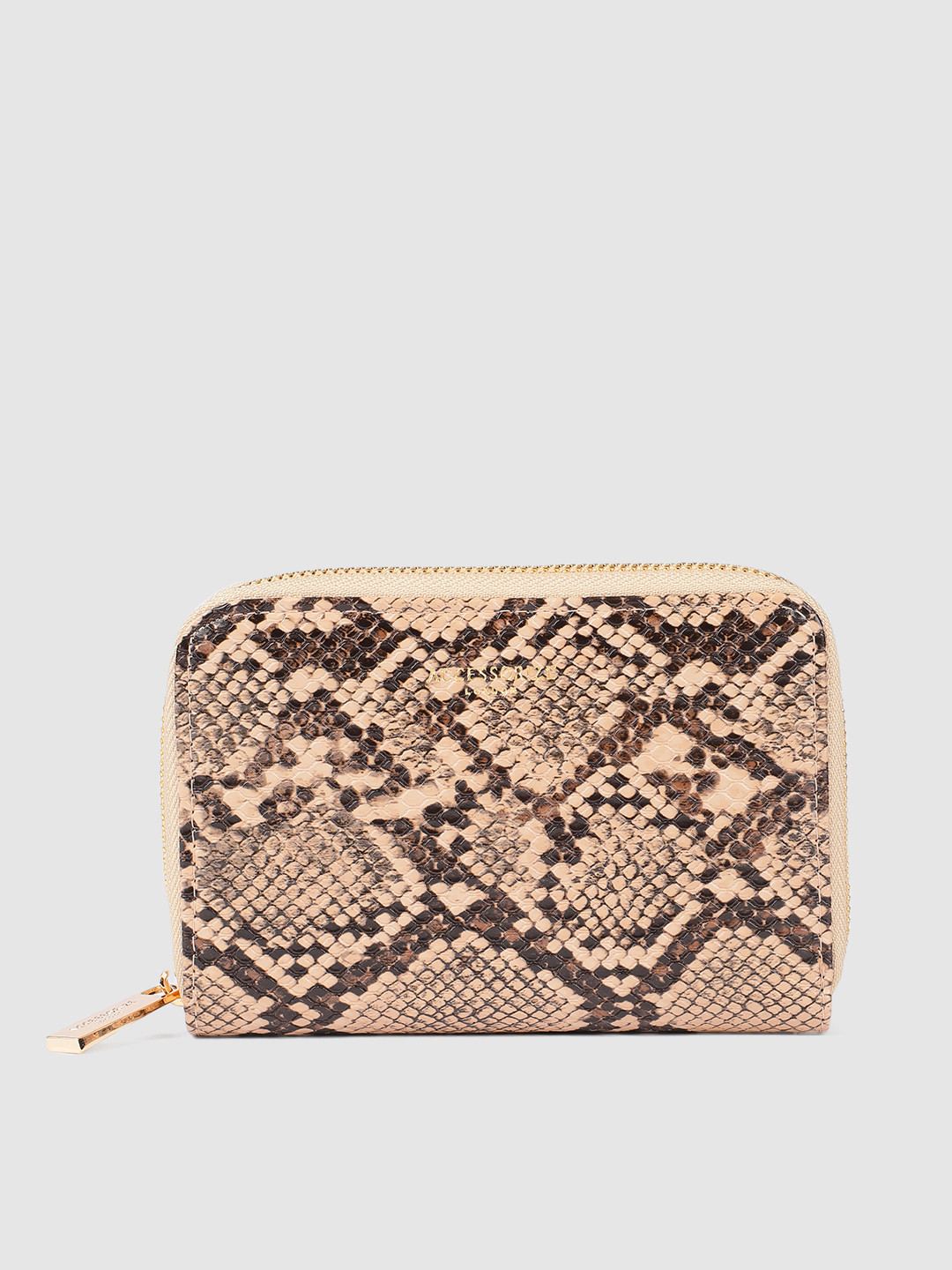Accessorize Women Nude-Coloured Snake Print Zip Around Wallet