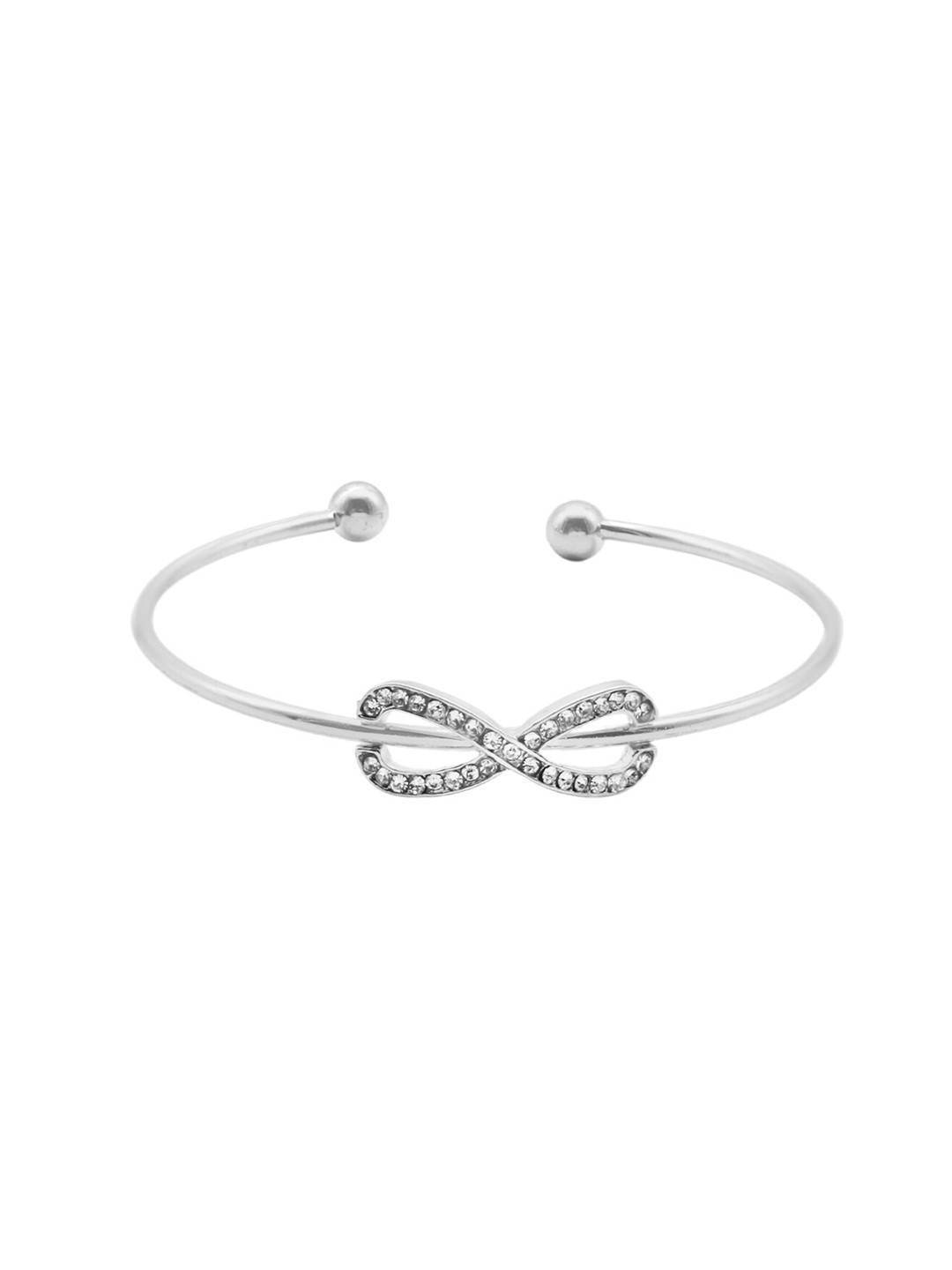 JOKER & WITCH Women Silver-Toned & White Silver-Plated Handcrafted Cuff Bracelet
