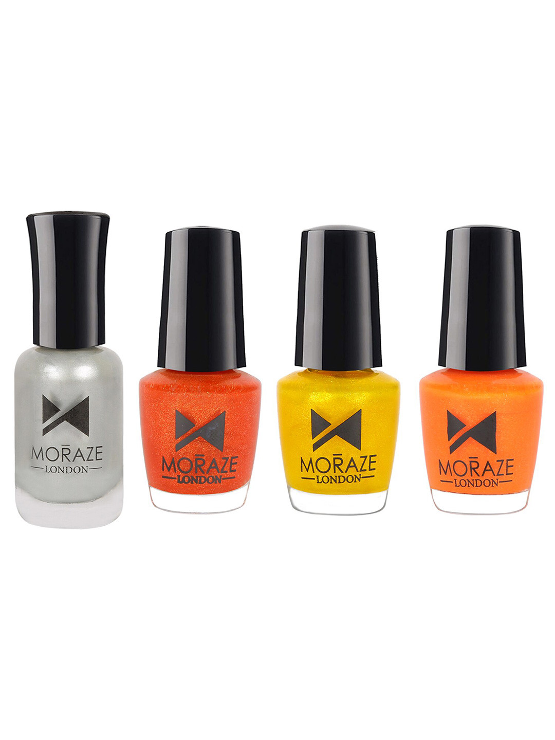 Moraze Pack of 4 Glossy Nail Polish - 15 ML (5 ML Each) & (Sparkling Silver) - 8 ML