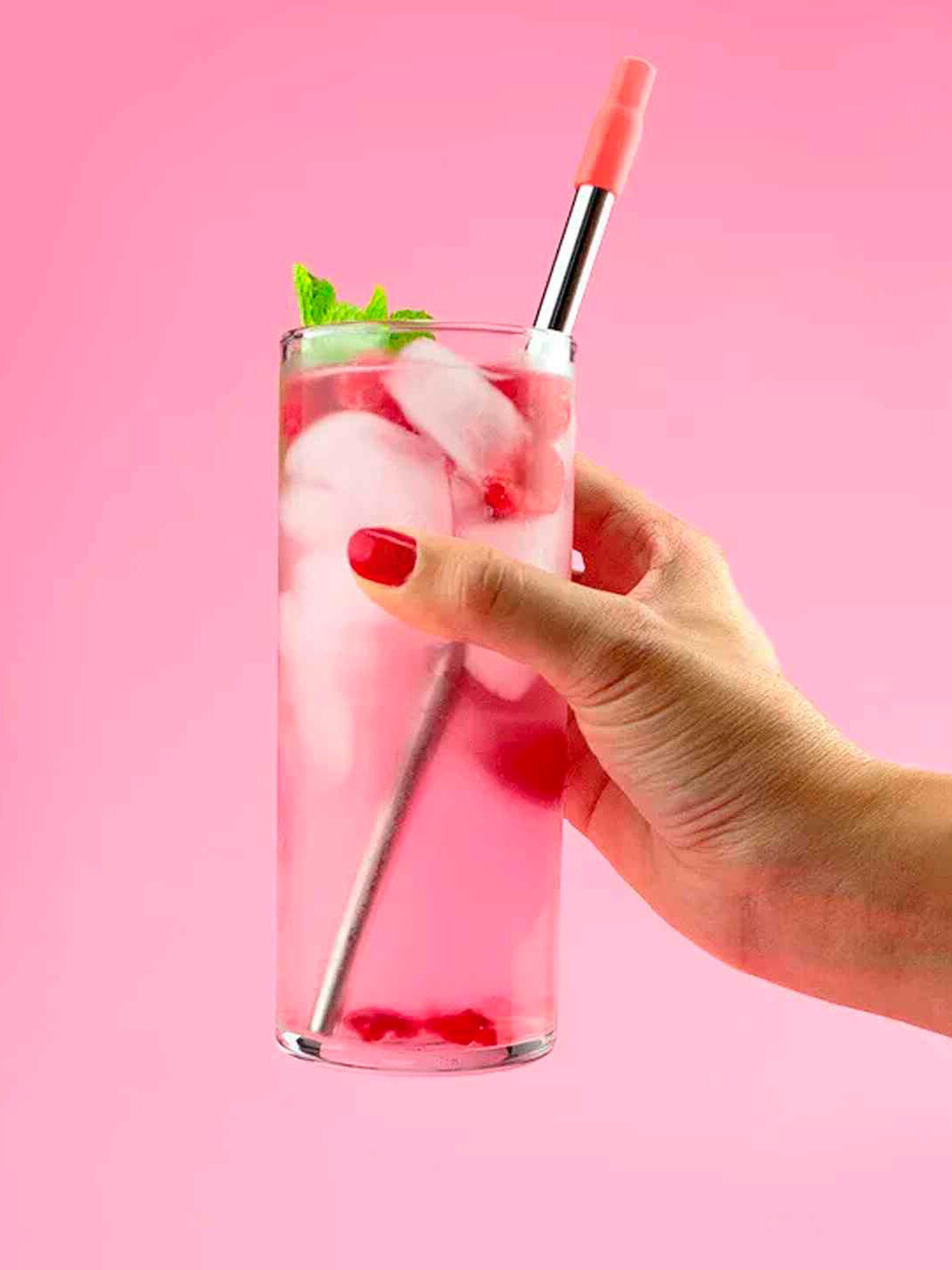 ZOKU Red & Silver-Toned Two Tone Pocket Straw