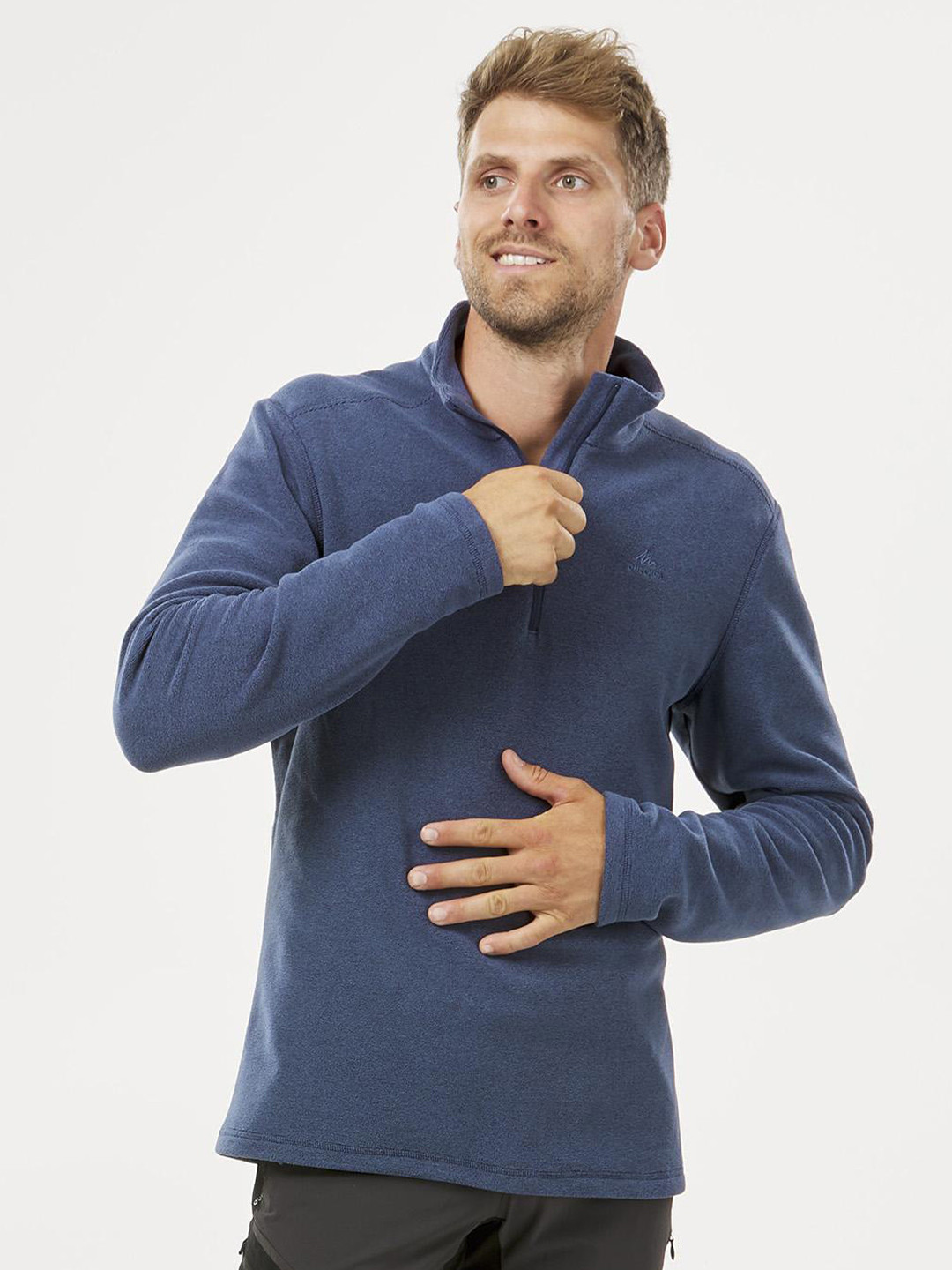 Decathlon QUECHUA - Men Blue Lightweight Warm Fleece Sweater Half Zip