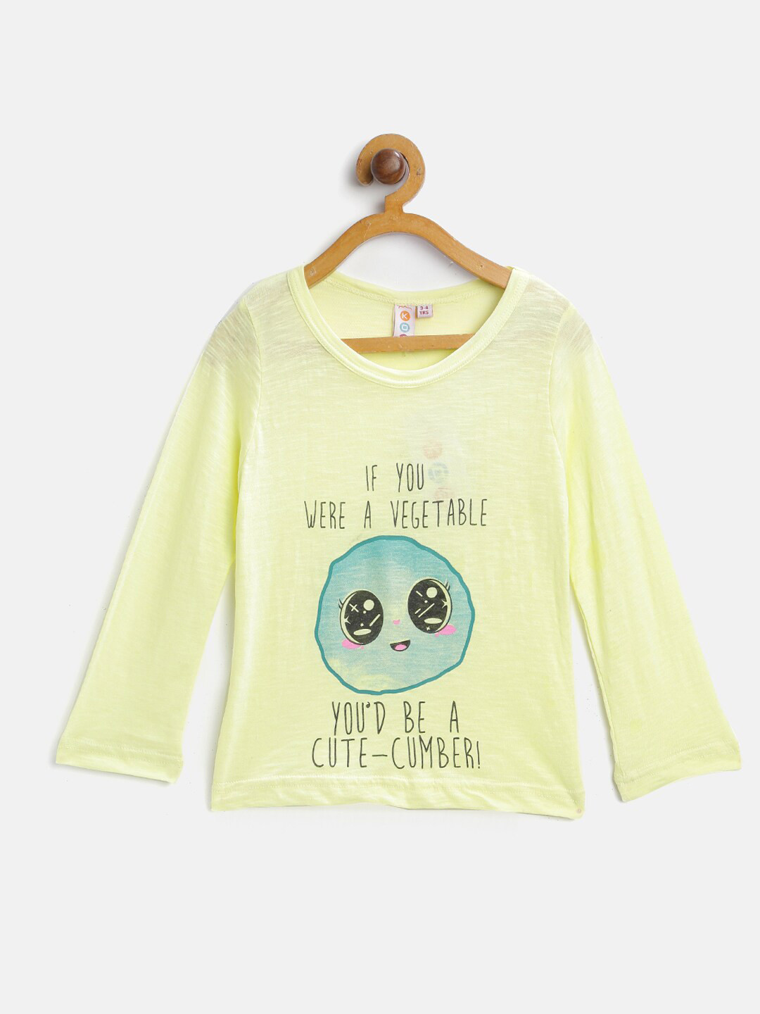 Kids On Board Girls Yellow Printed Regular Top