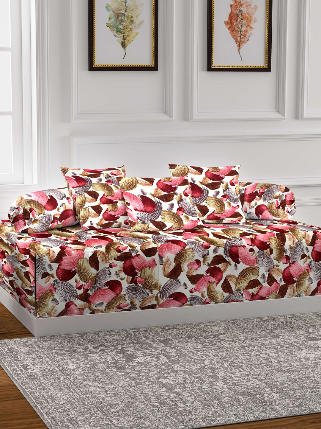 Arrabi Set of 6 Multicoloured Handwoven Chenille Diwan Set