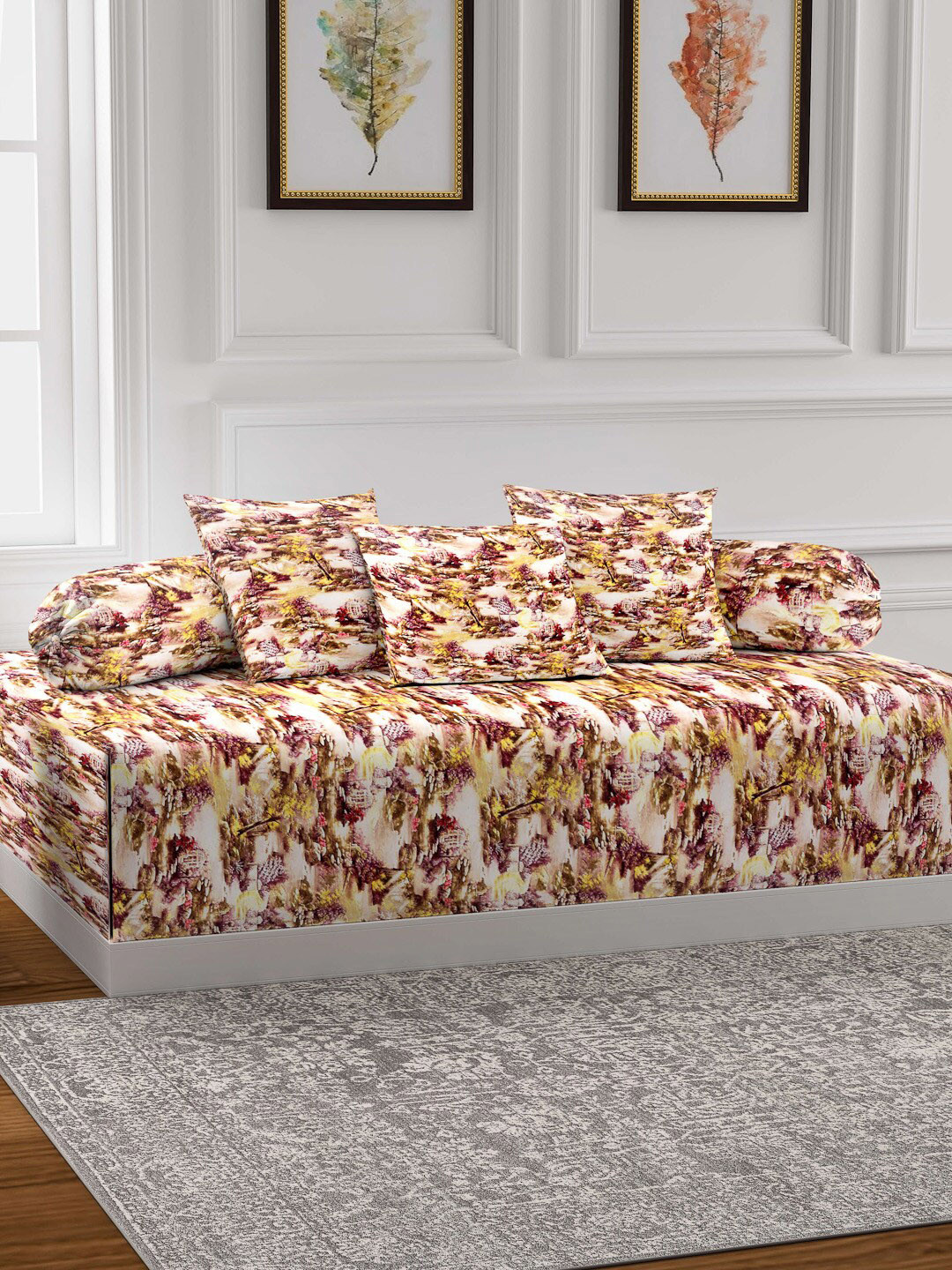 Arrabi Set of 6 Multicoloured Handwoven Chenille Diwan Set