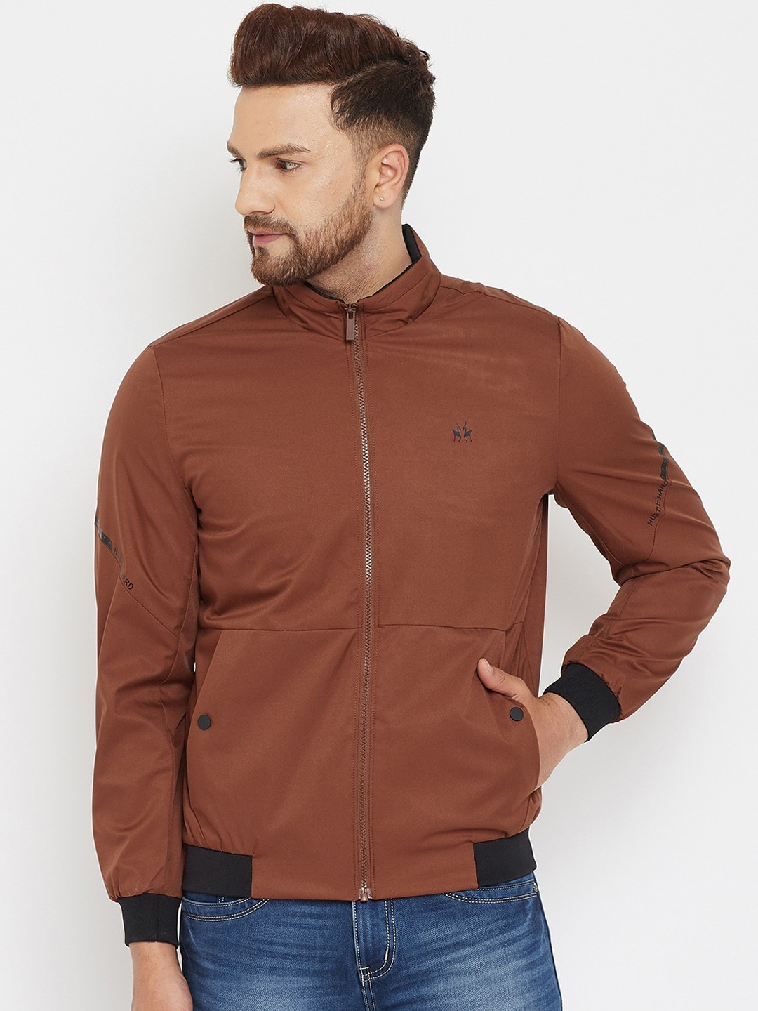 Crimsoune Club Men Maroon tortoise shell Bomber Jacket