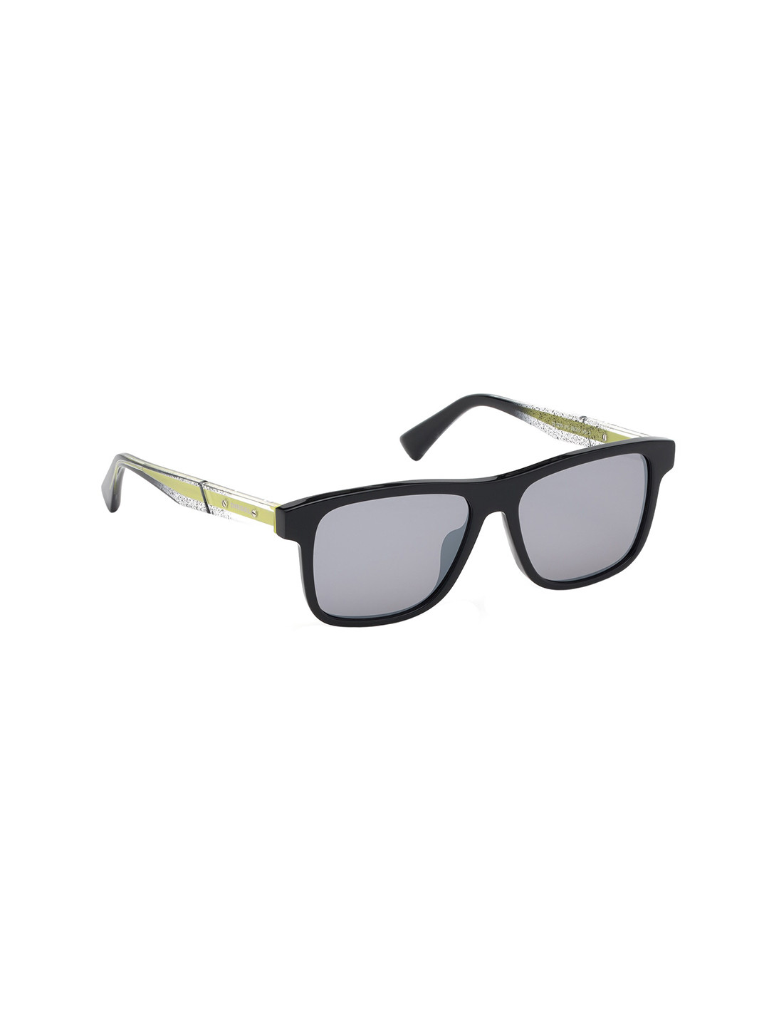 DIESEL Men Grey Lens & Black Rectangle Sunglasses with UV Protected Lens