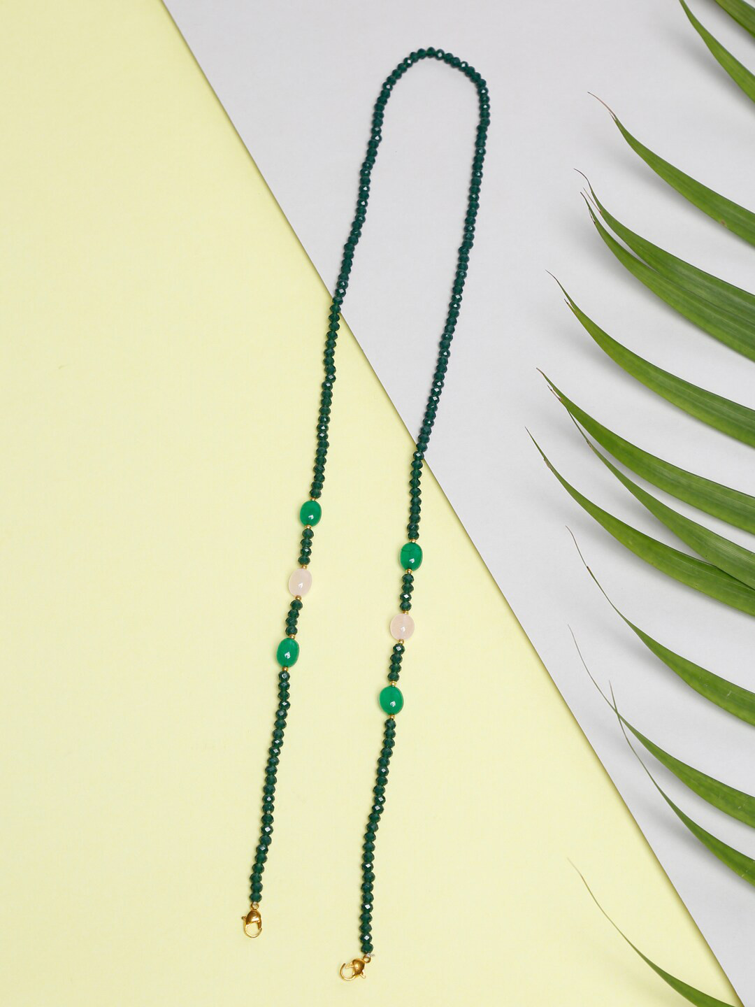 Ruby Raang Gold-Toned & Green Beaded Mask Chain