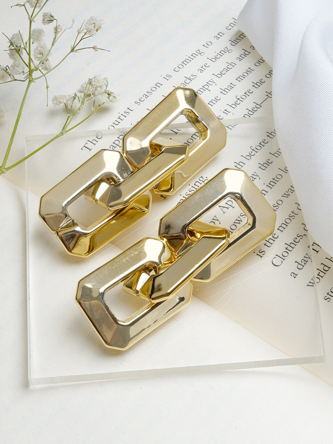 JOKER & WITCH Women Gold-Toned Link Drop Earrings