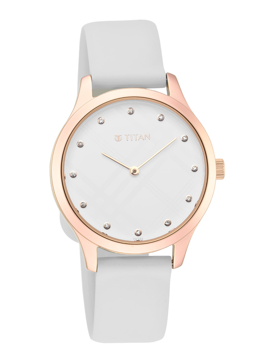 Titan Women White Embellished Dial & Grey Straps Analogue Watch 95125WP01