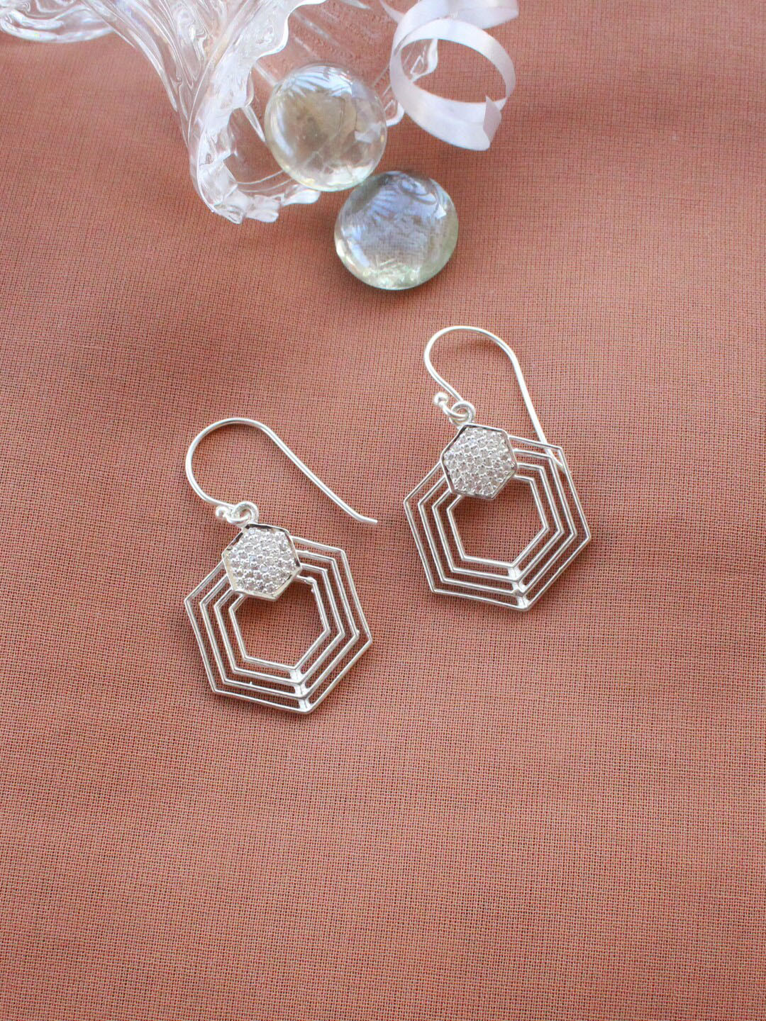 ERILINE JEWELRY Silver-Toned 925 Sterling Silver Contemporary Hoop Earrings