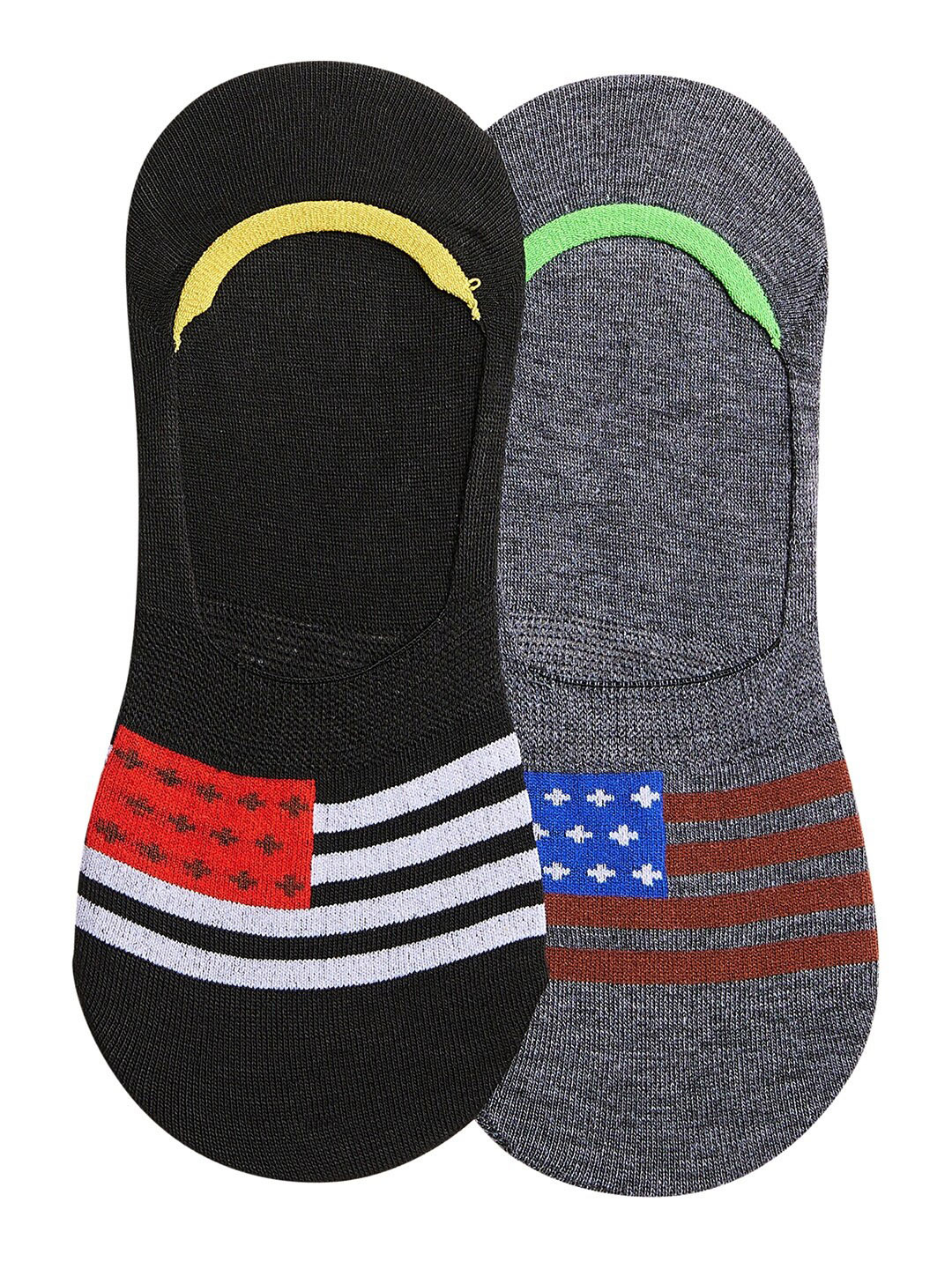SECRETS BY ZEROKAATA Unisex Pack Of 3 Assorted Striped Cotton Shoe Liner Socks