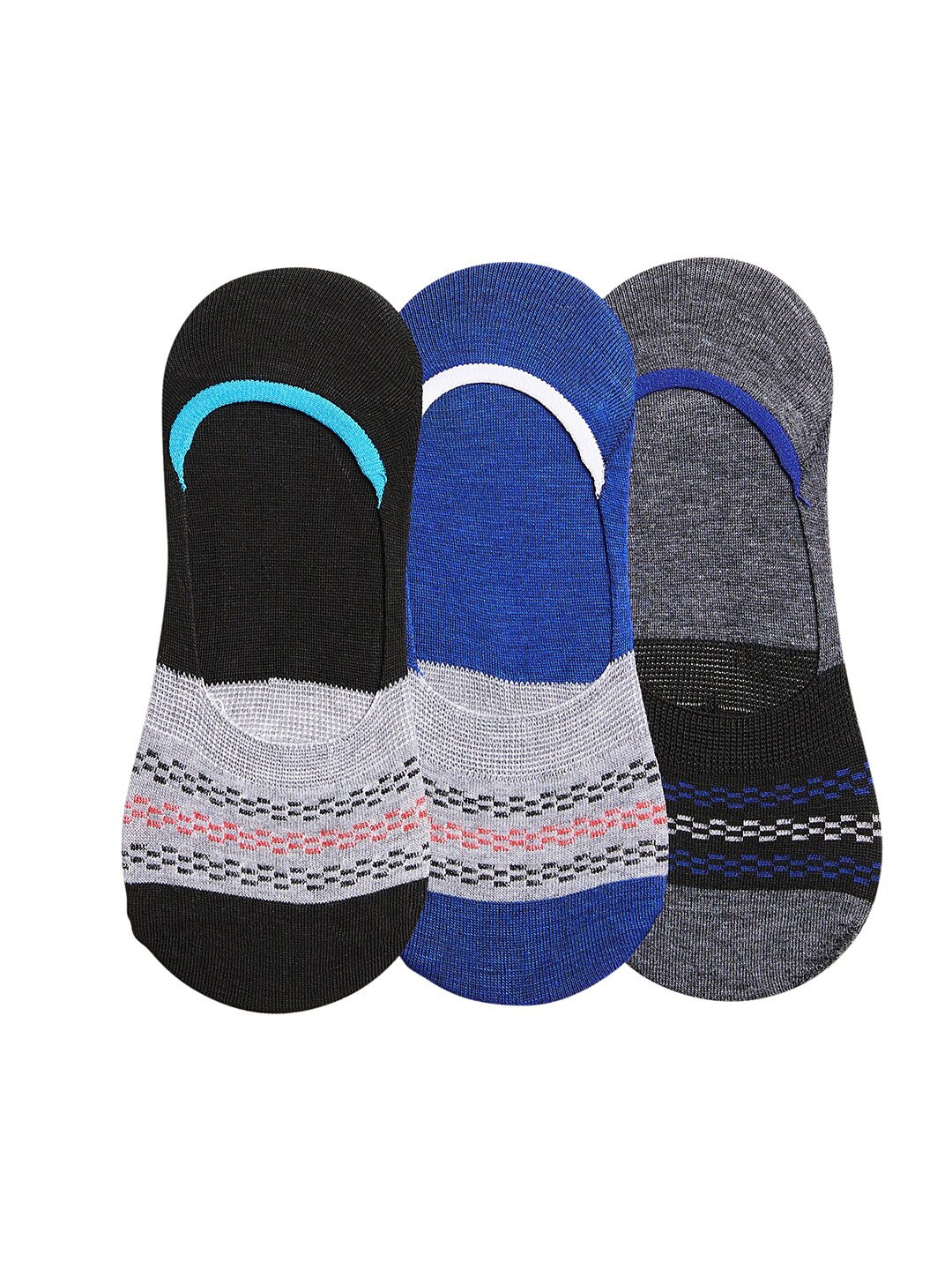 SECRETS BY ZEROKAATA Women Pack Of 3 Assorted Patterned Cotton Shoe Liners Socks