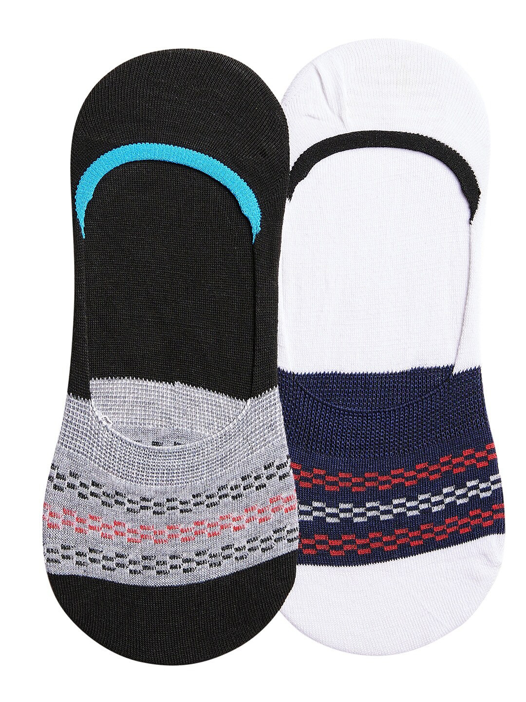 SECRETS BY ZEROKAATA Women Pack Of 2 Assorted Colourblocked Cotton Shoe Liners Socks
