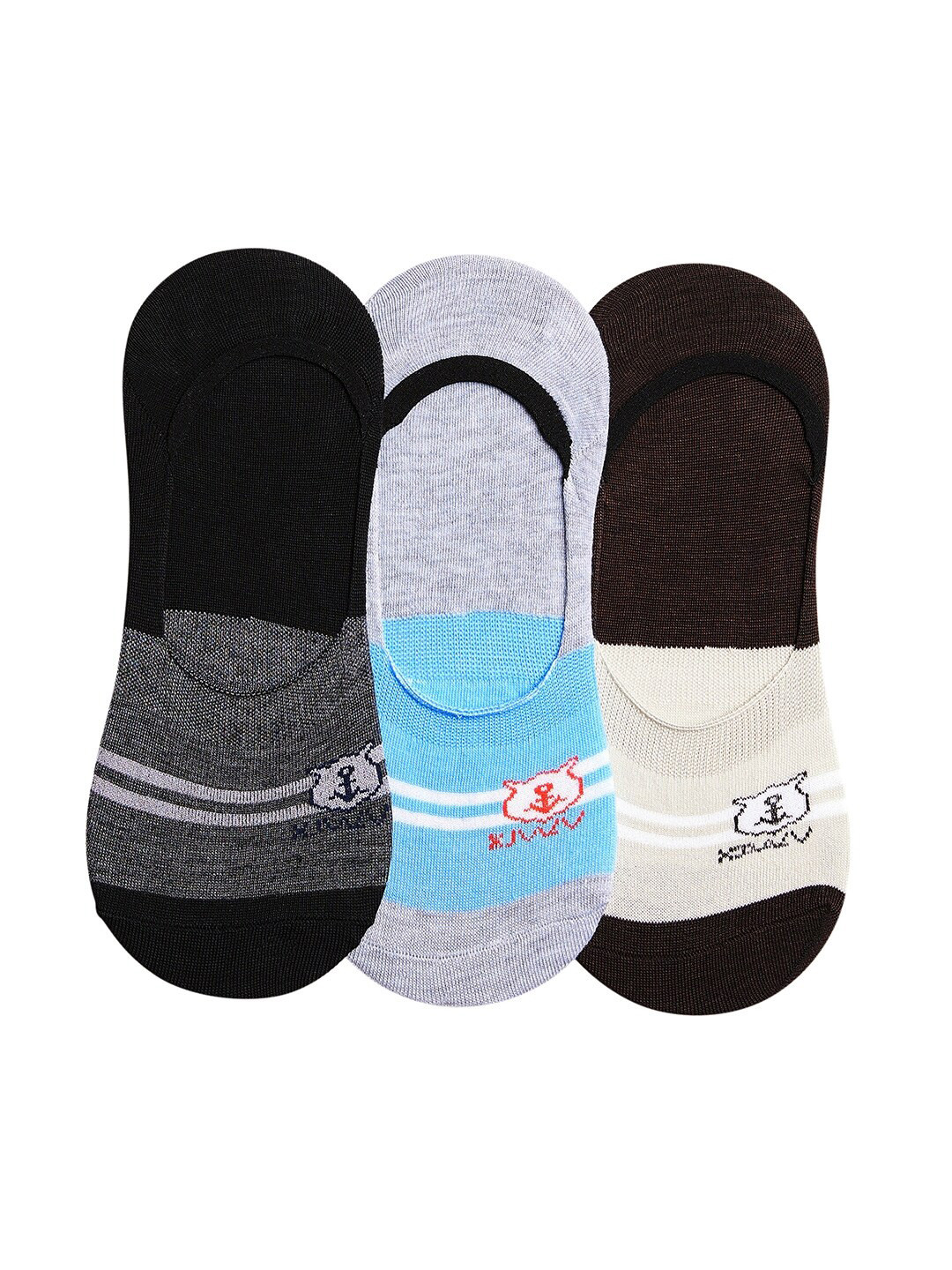 SECRETS BY ZEROKAATA Women Pack Of 3 Assorted Patterned Cotton Shoe Liners Socks