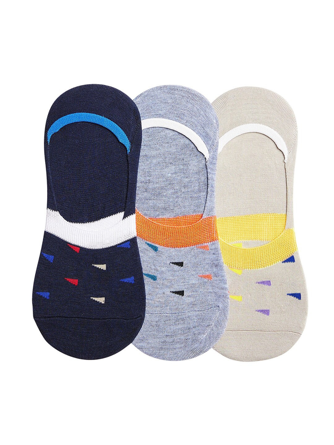 SECRETS BY ZEROKAATA Women Pack Of 3 Assorted Patterned Cotton Shoe Liners Socks