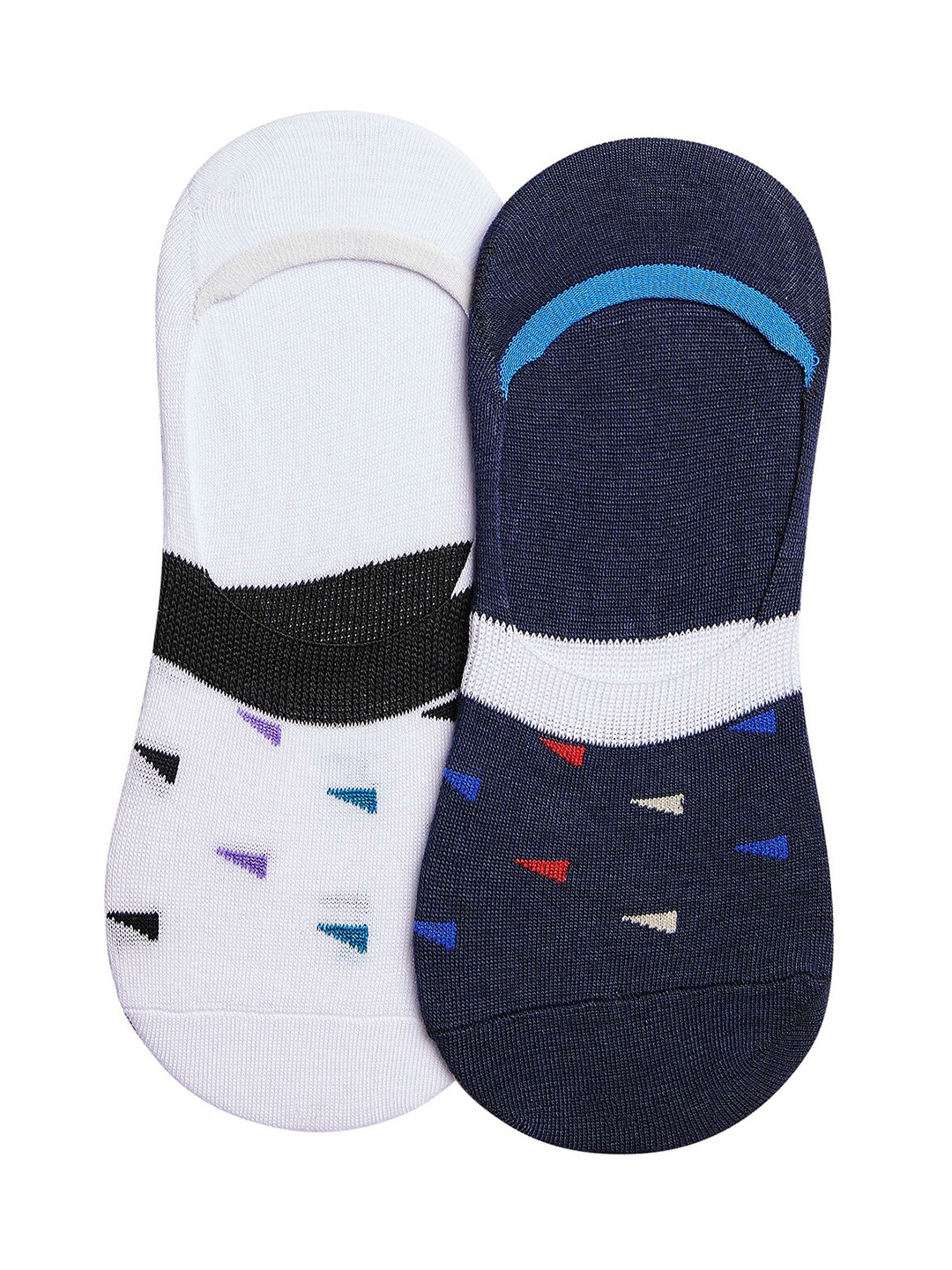 SECRETS BY ZEROKAATA Women Pack Of 2 Assorted Colourblocked Cotton Shoe Liners Socks