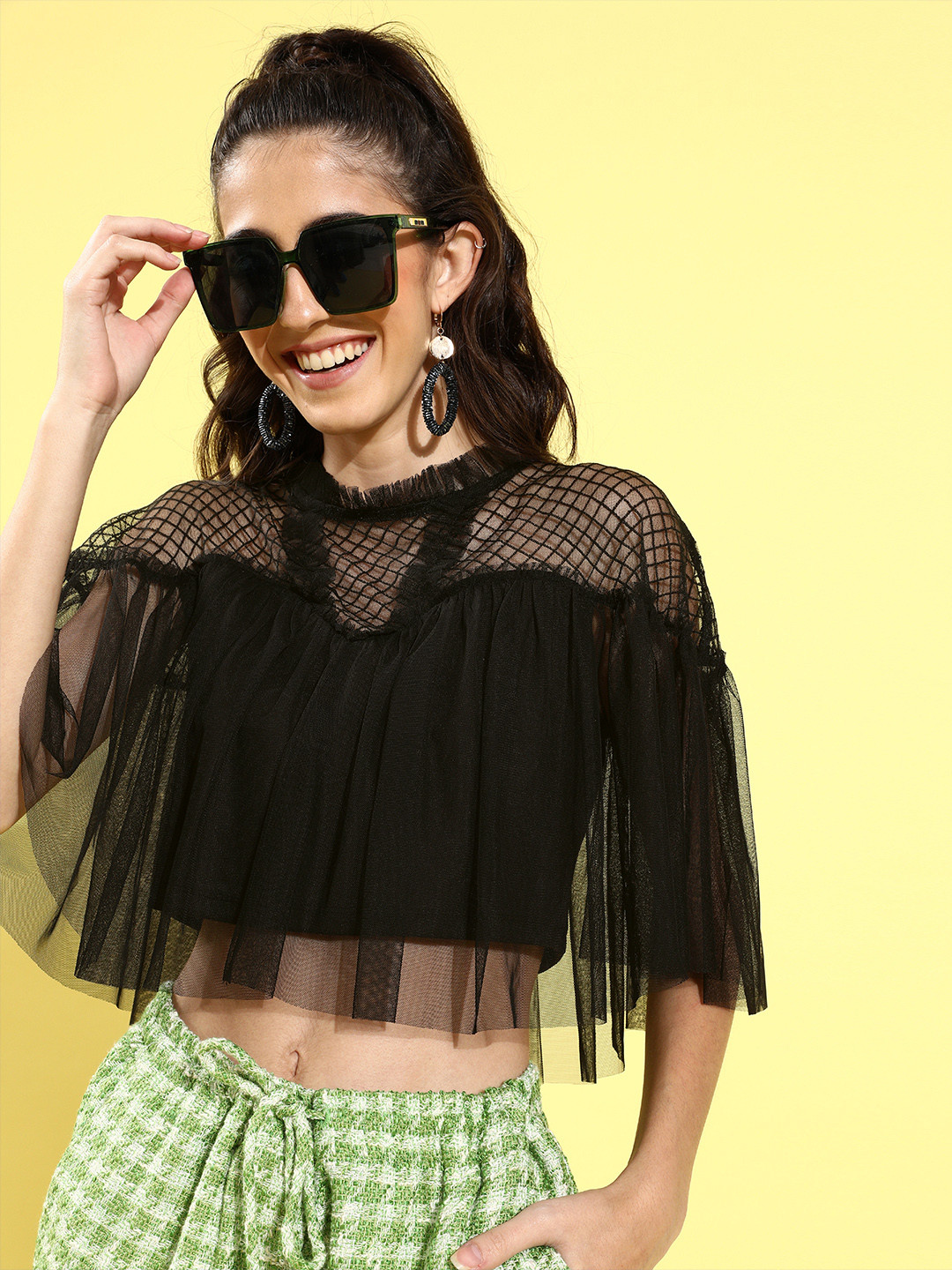 KASSUALLY Women Stylish Black Sleek Top