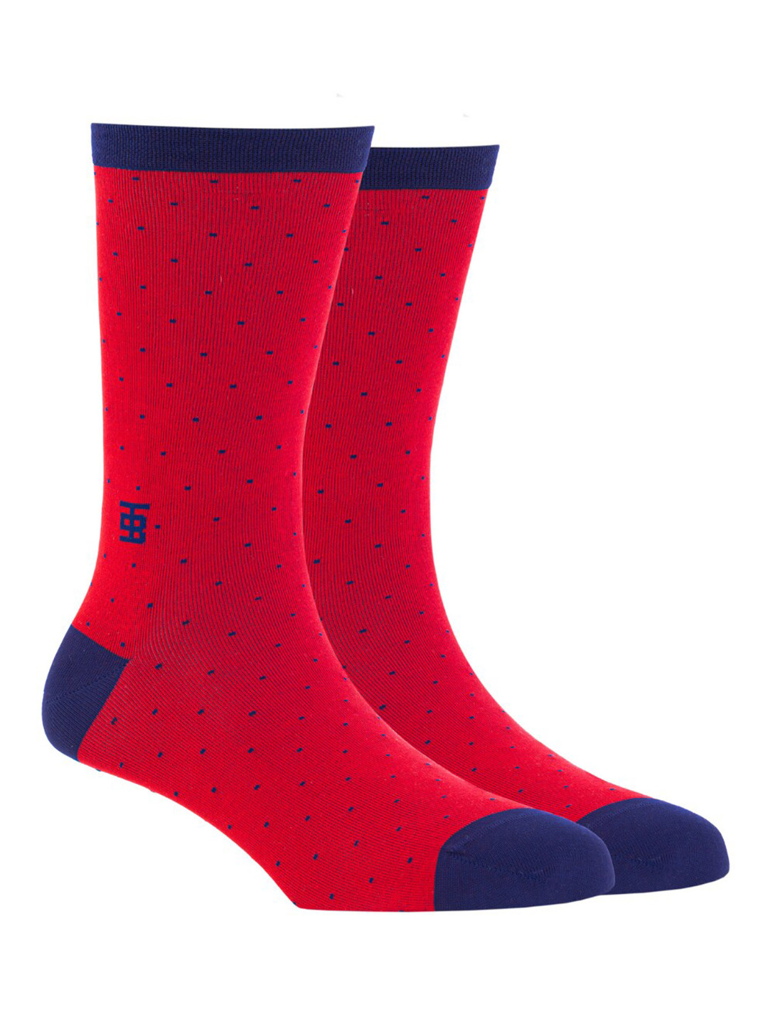 SockSoho Men Red Solid Anti-Bacterial Calf-Length Socks