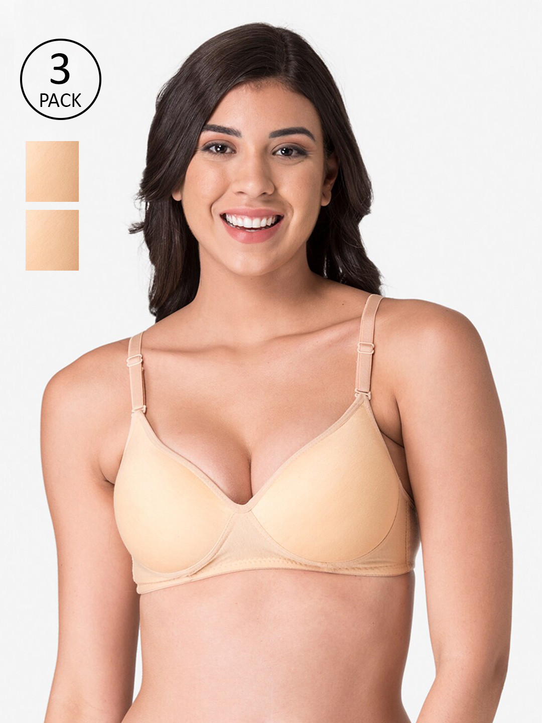 Komli Pack of 3 Heavily Padded Everyday Tshirt Bra