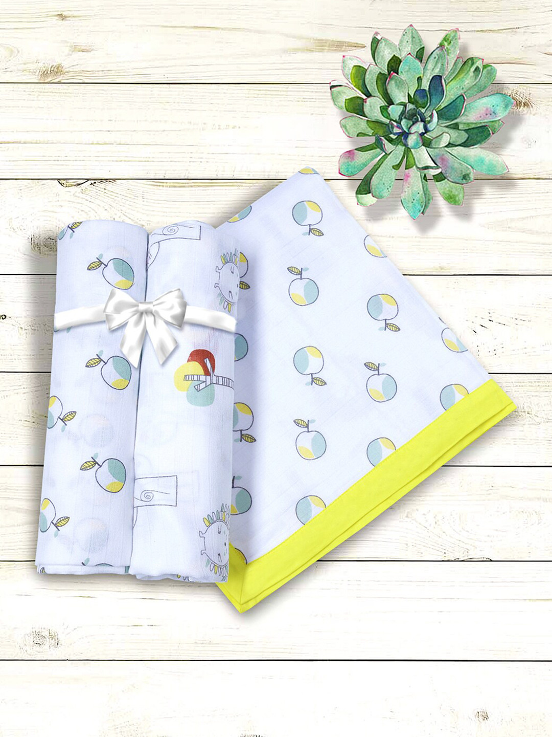 My Milestones Kids Yellow & White 2-Layered Cotton Muslin Blanket