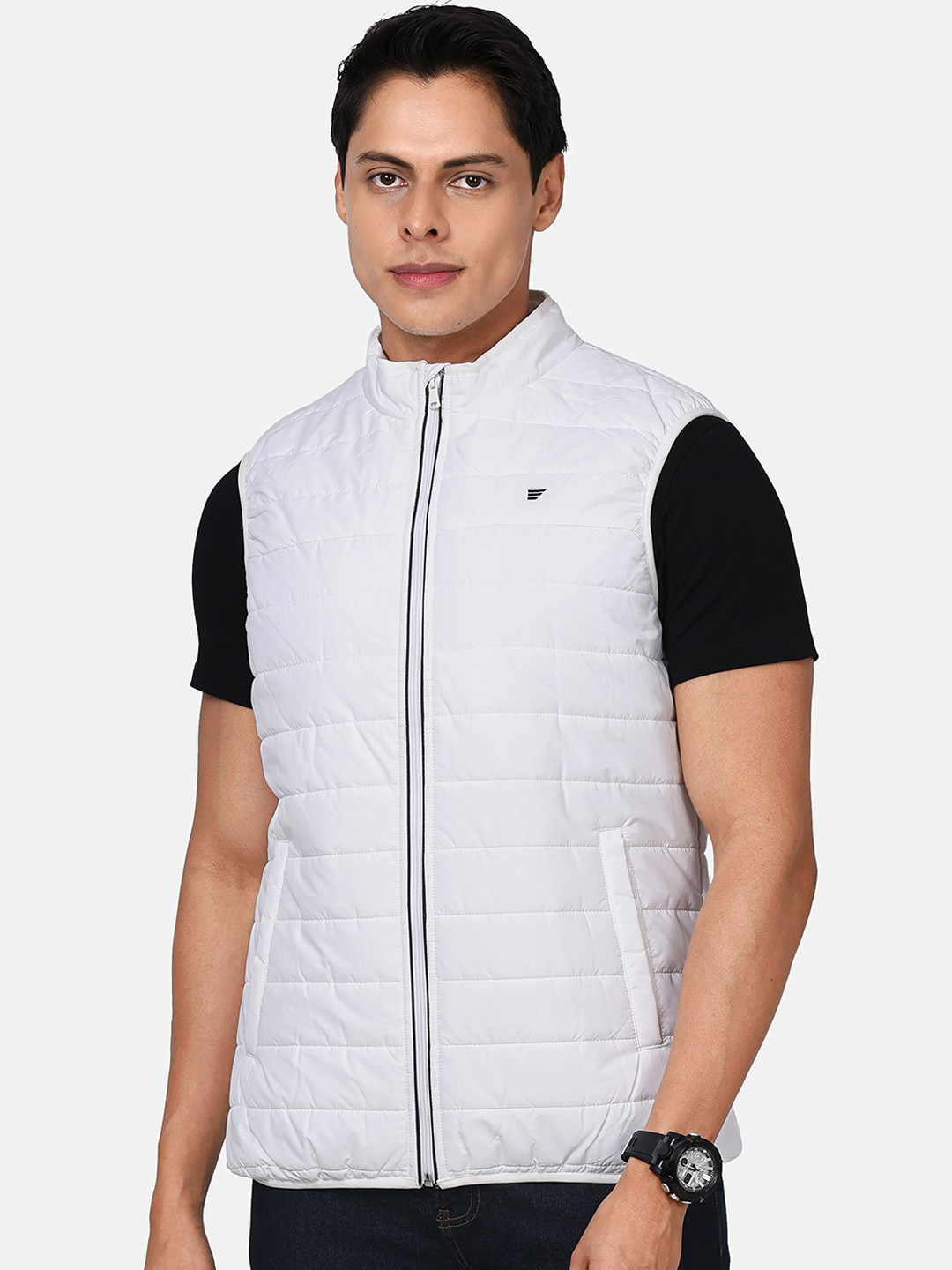 t-base Men White Lightweight Puffer Jacket