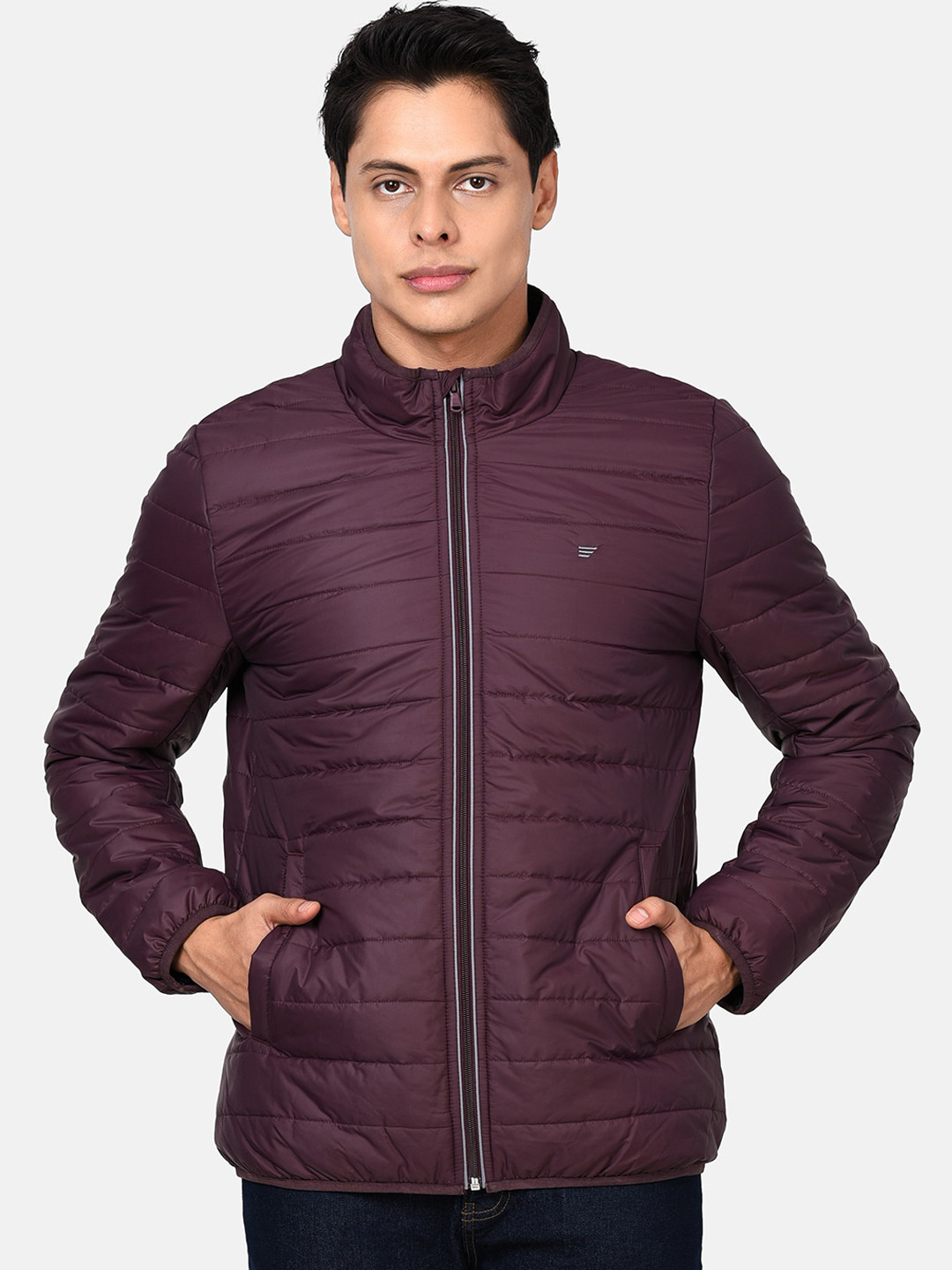 t-base Men Burgundy Lightweight Puffer Jacket