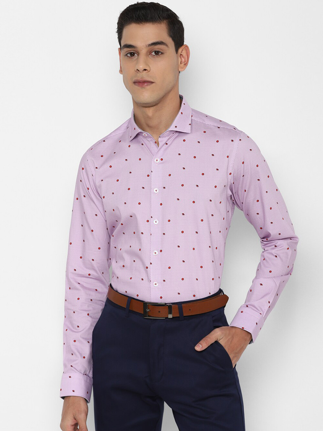 SIMON CARTER LONDON Men Purple Slim Fit Opaque Printed Casual Shirt