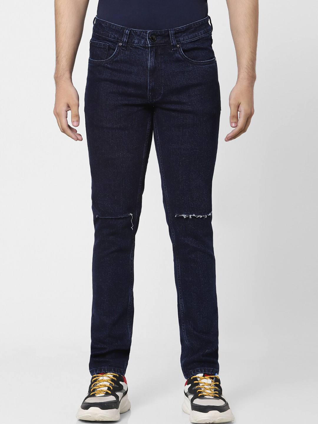 Jack & Jones Men Blue Slim Fit Low-Rise Slash Knee Jeans