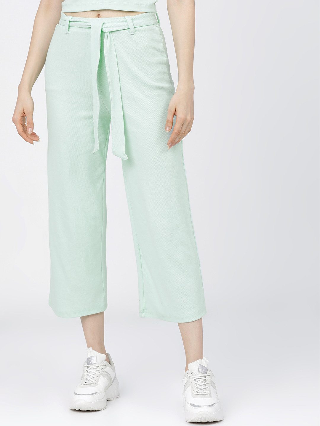 Tokyo Talkies Women Green Culottes Straight Fit Trousers