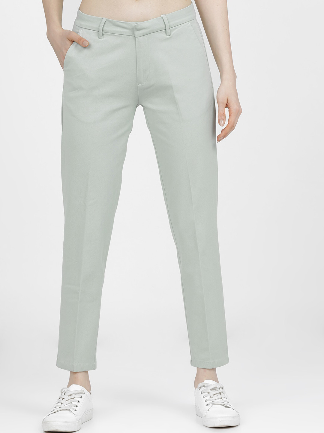 Tokyo Talkies Women Mint Green Tapered Fit Trousers