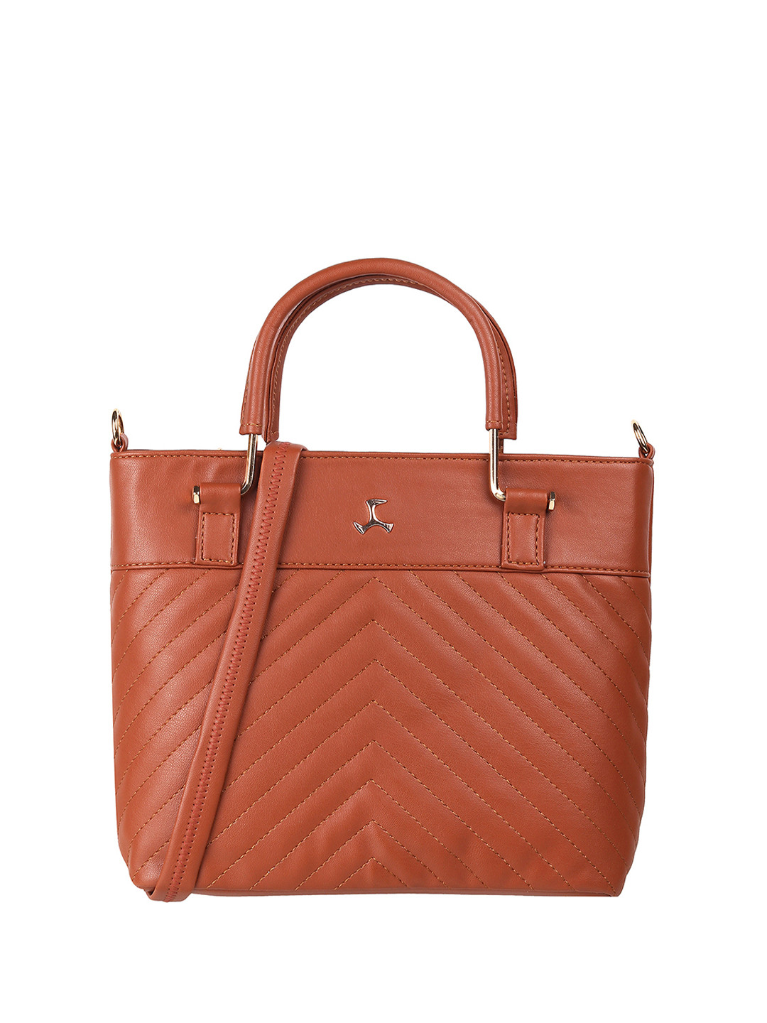 Mochi Tan PU Shopper Handheld Bag with Quilted