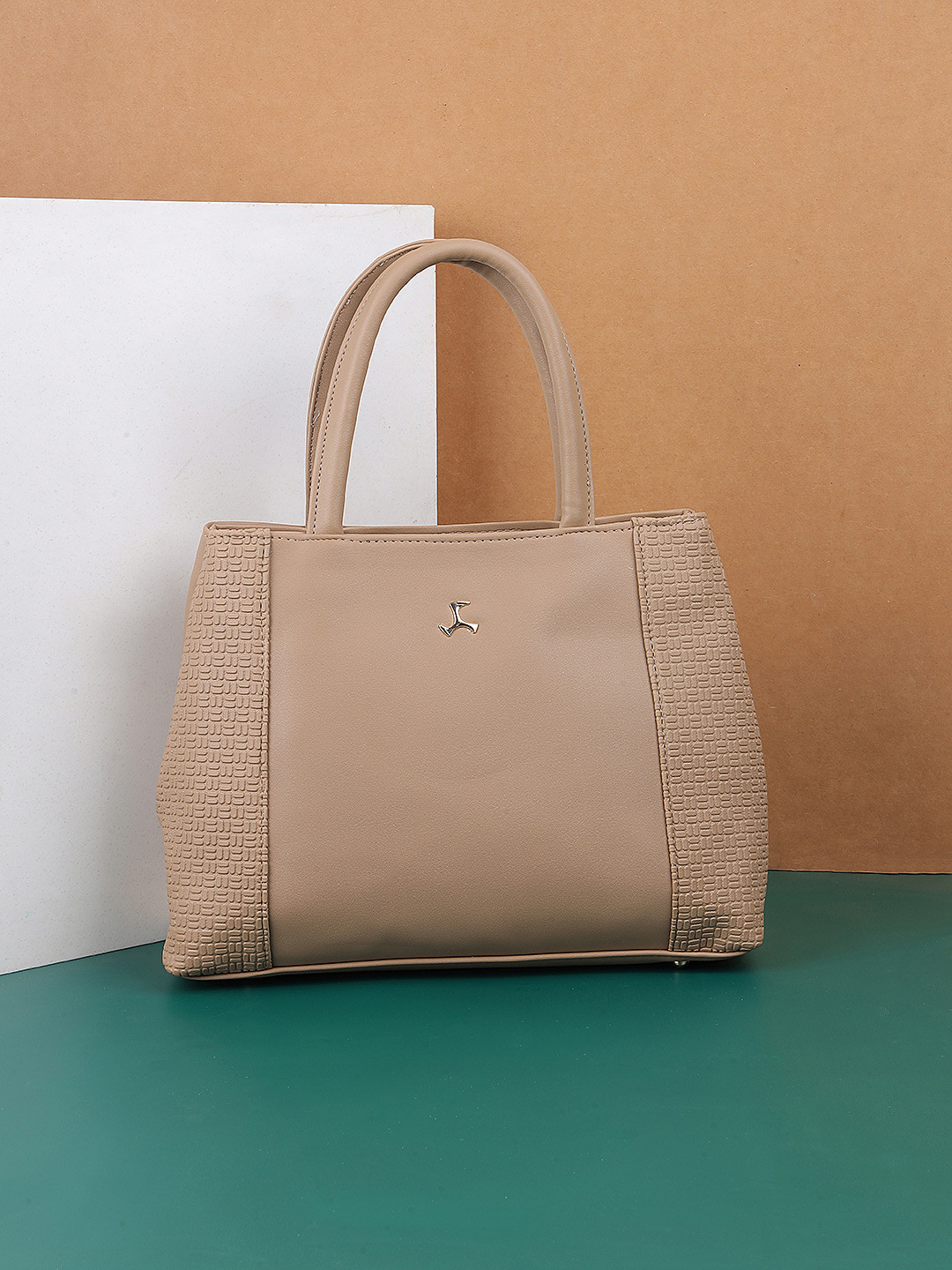 Mochi Beige PU Structured Handheld Bag