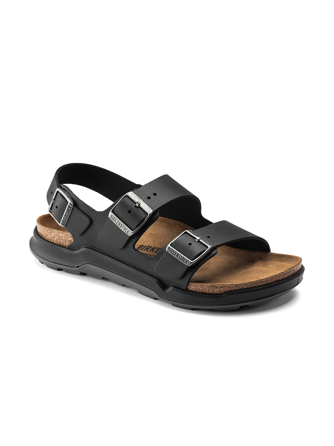 Birkenstock Milano Ct Black Regular Width Oiled Leather With An Ankle Strap