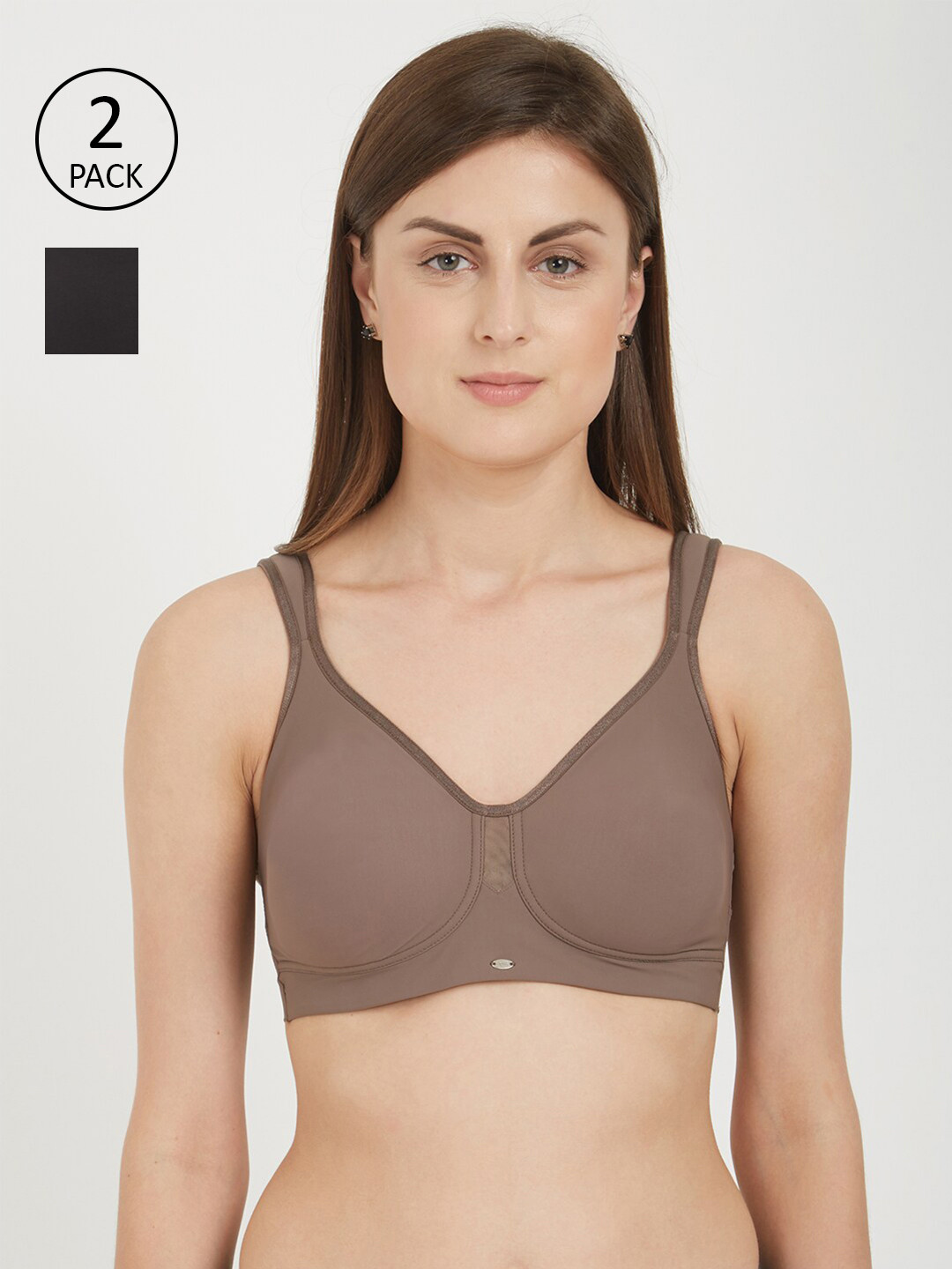 Soie Women Pack Of 2 Full Coverage Non Padded Non-Wired Minimiser Bras