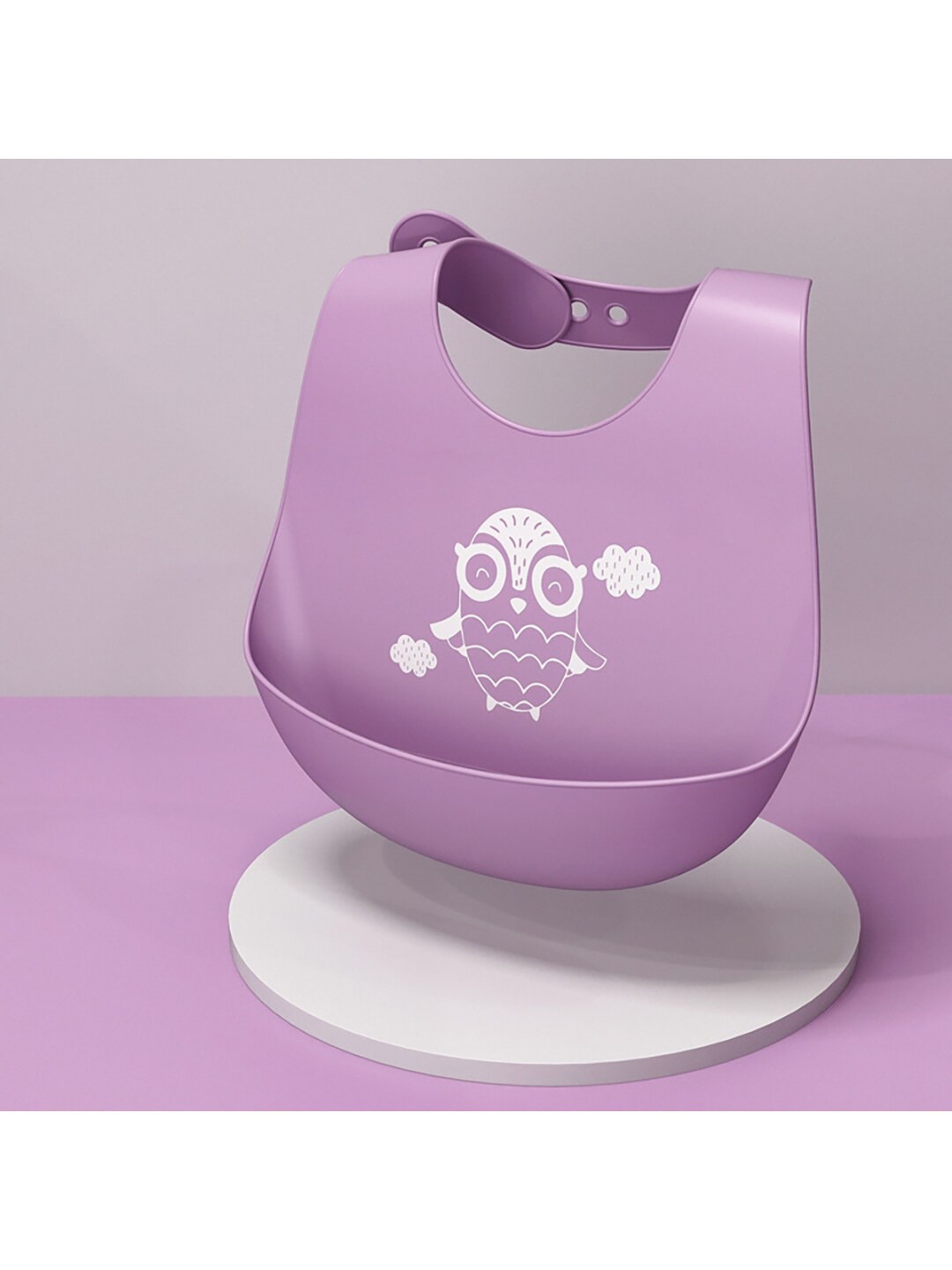 GUCHIGU Infant Kids Purple & White Printed Waterproof Bib