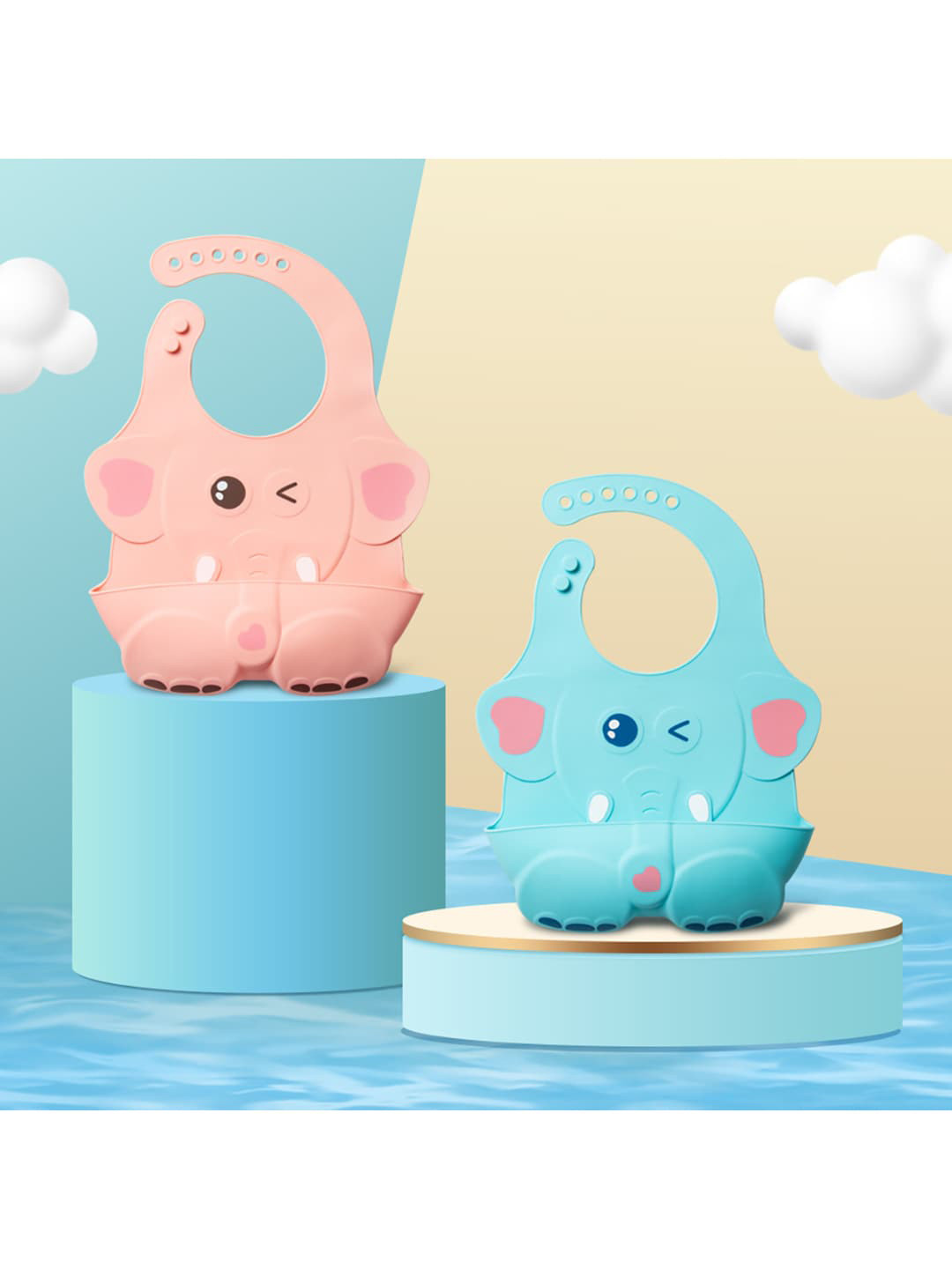 GUCHIGU Infant Kids Pack Of 2 Adjustable Waterproof Bibs