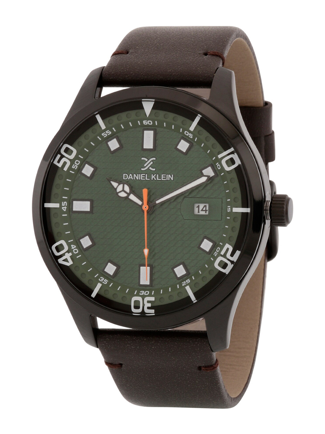 Daniel Klein Men Green Dial & Brown Leather Straps Analogue Watch DK 1 12611-5
