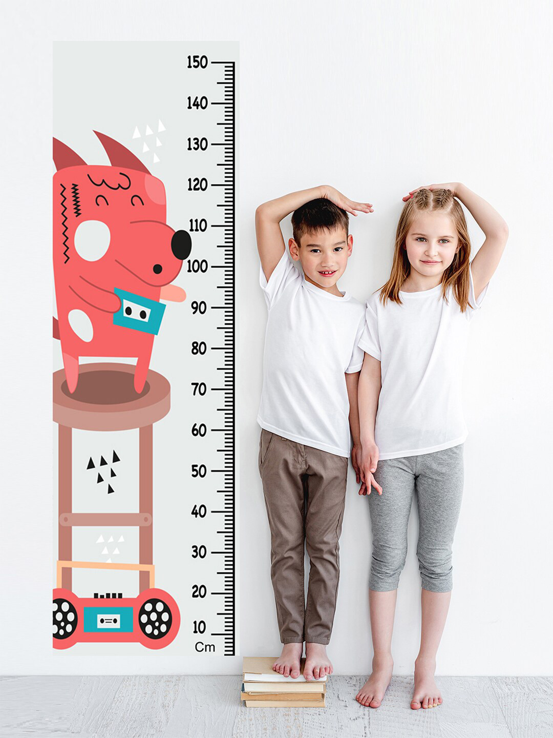 WENS Multicoloured Cute Disco Dogs Height Chart Wall Decal