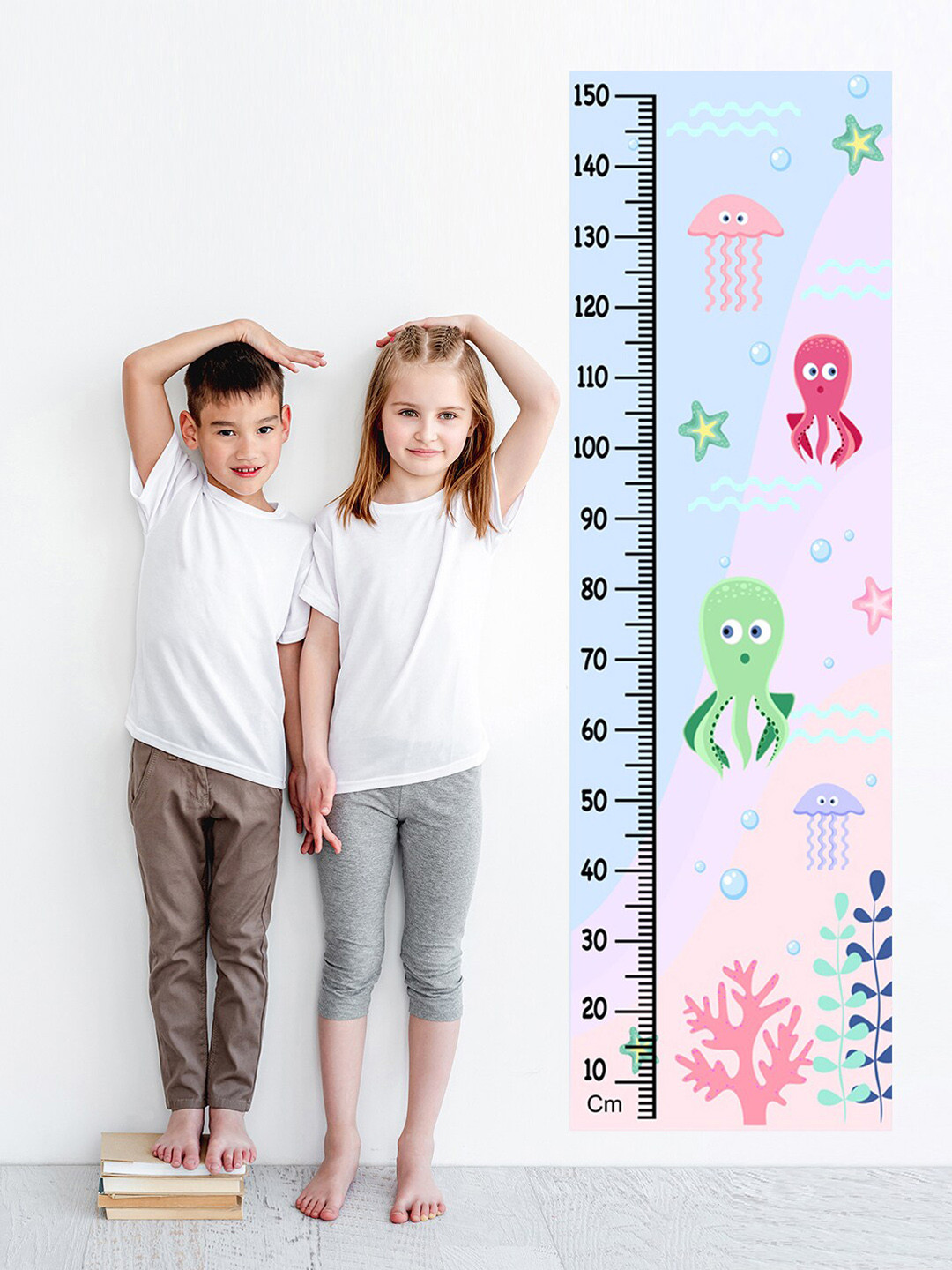 WENS Kids Multicoloured Octopus Height Chart Vinyl Wall Sticker