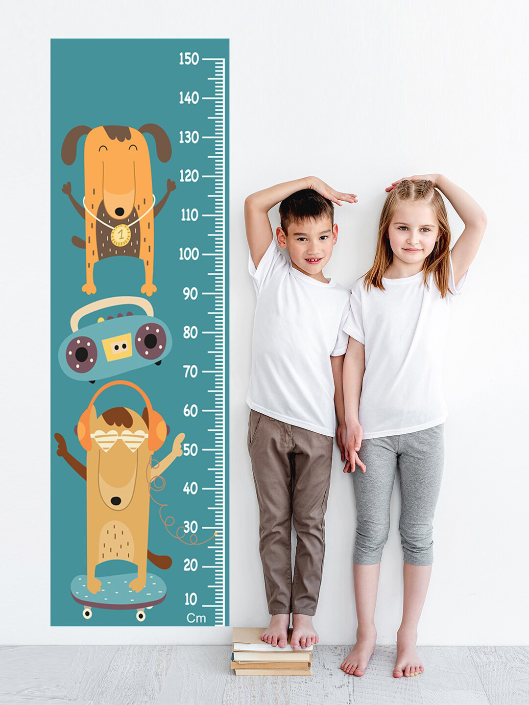 WENS Kids Multicoloured Musician Dogs Height Chart Vinyl Wall Sticker