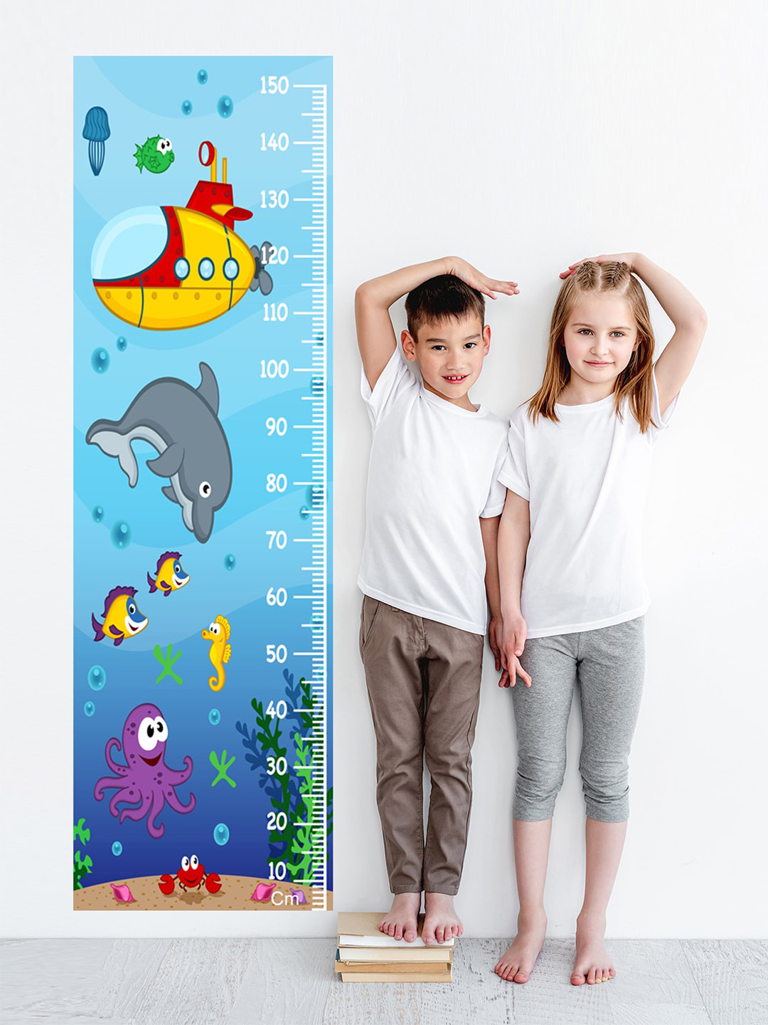 WENS Kids Multicoloured Under The Sea Height Chart Vinyl Wall Sticker