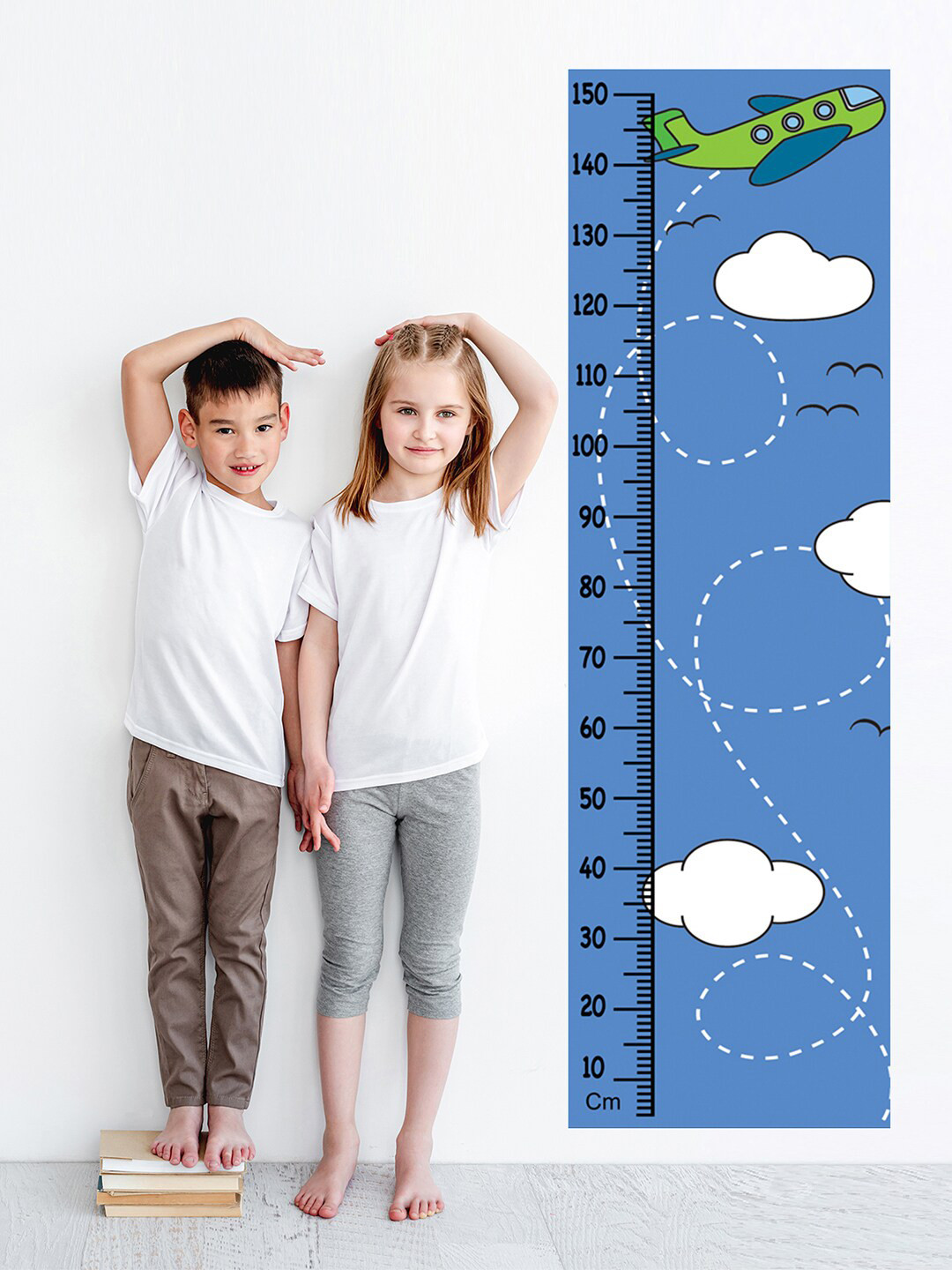 WENS Kids Multicoloured Aeroplane Height Chart Vinyl Wall Sticker