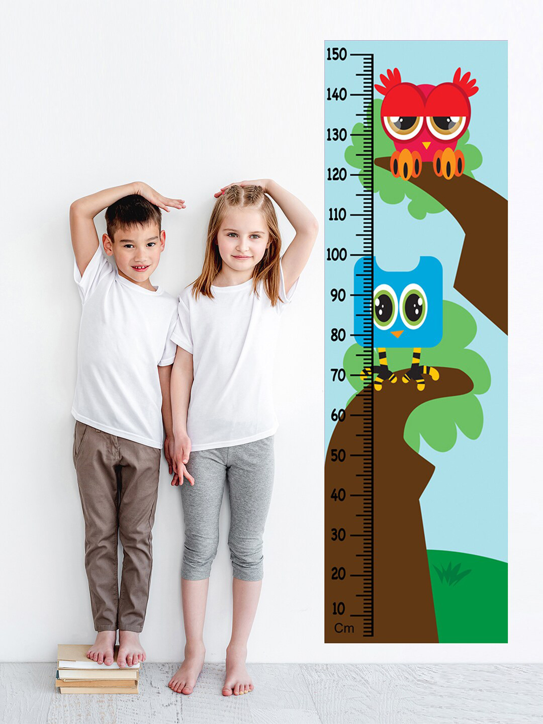 WENS Kids Multicoloured Beautiful Owls Height Chart Vinyl Wall Sticker