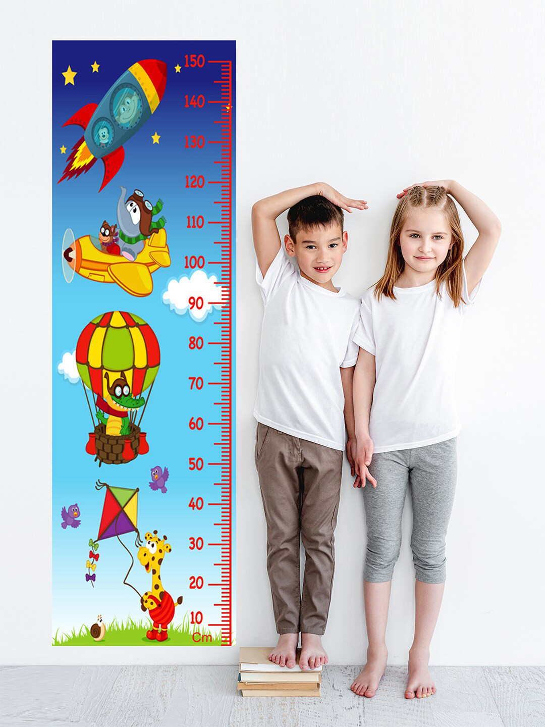 WENS Kids Multicoloured Air Transport Height Chart Vinyl Wall Sticker