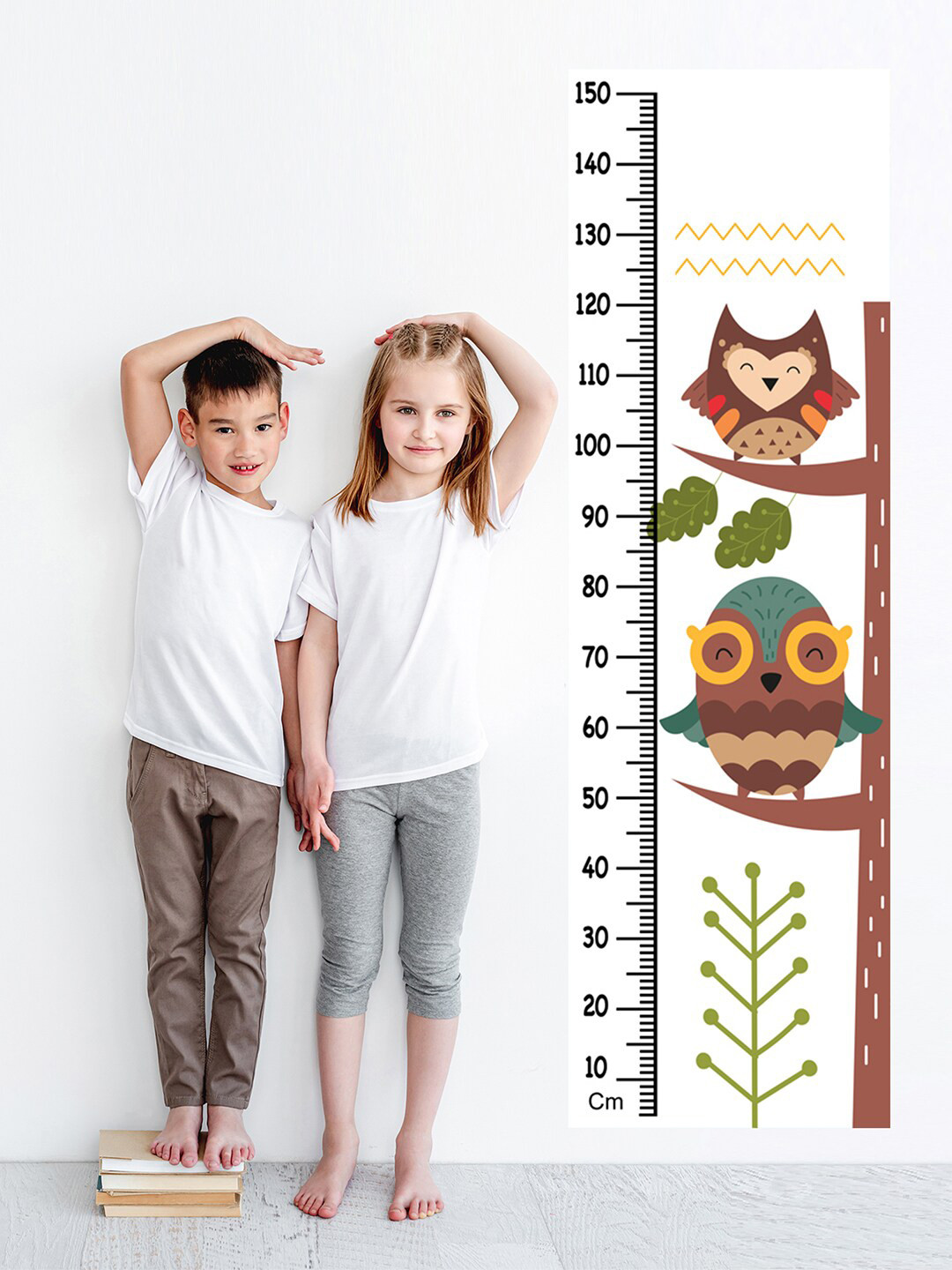 WENS Kids Multicoloured Owls Height Chart Vinyl Wall Sticker