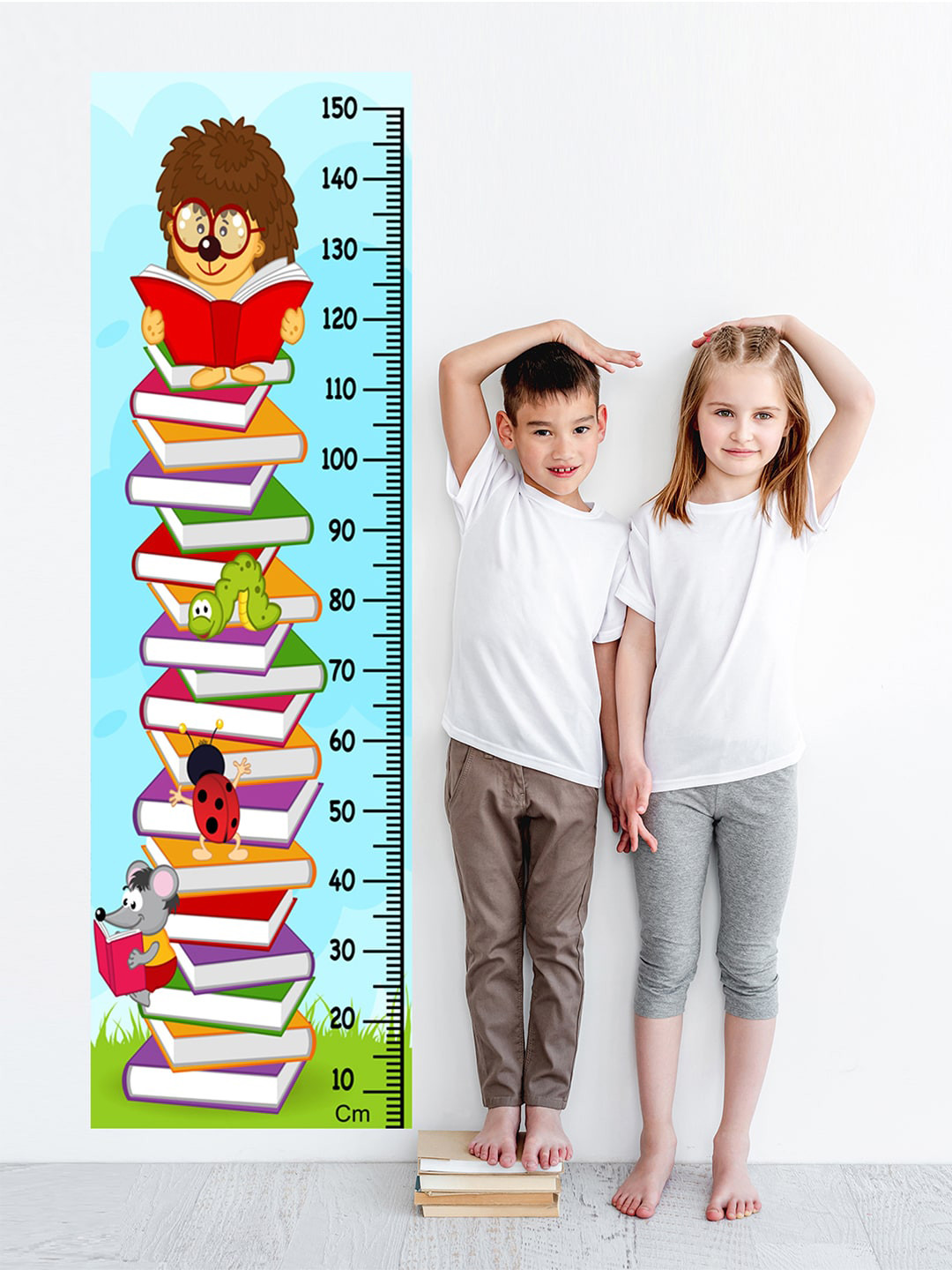 WENS Kids Multicoloured Book Lover Height Chart Vinyl Wall Sticker