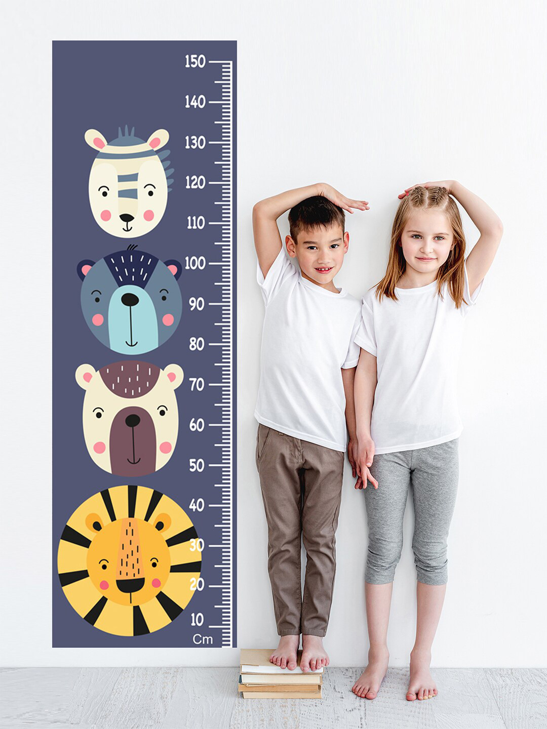 WENS Kids Multicoloured Scandinavian Animals Height Chart Vinyl Wall Sticker