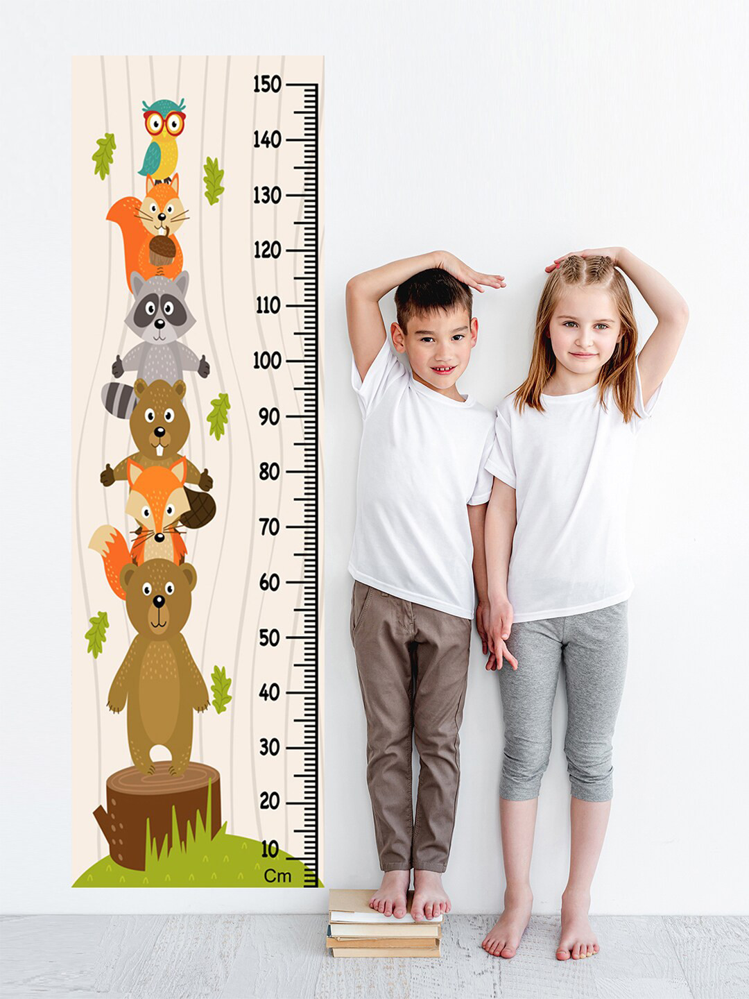 WENS Kids Multicoloured Animal Pyramid Height Chart Vinyl Wall Sticker